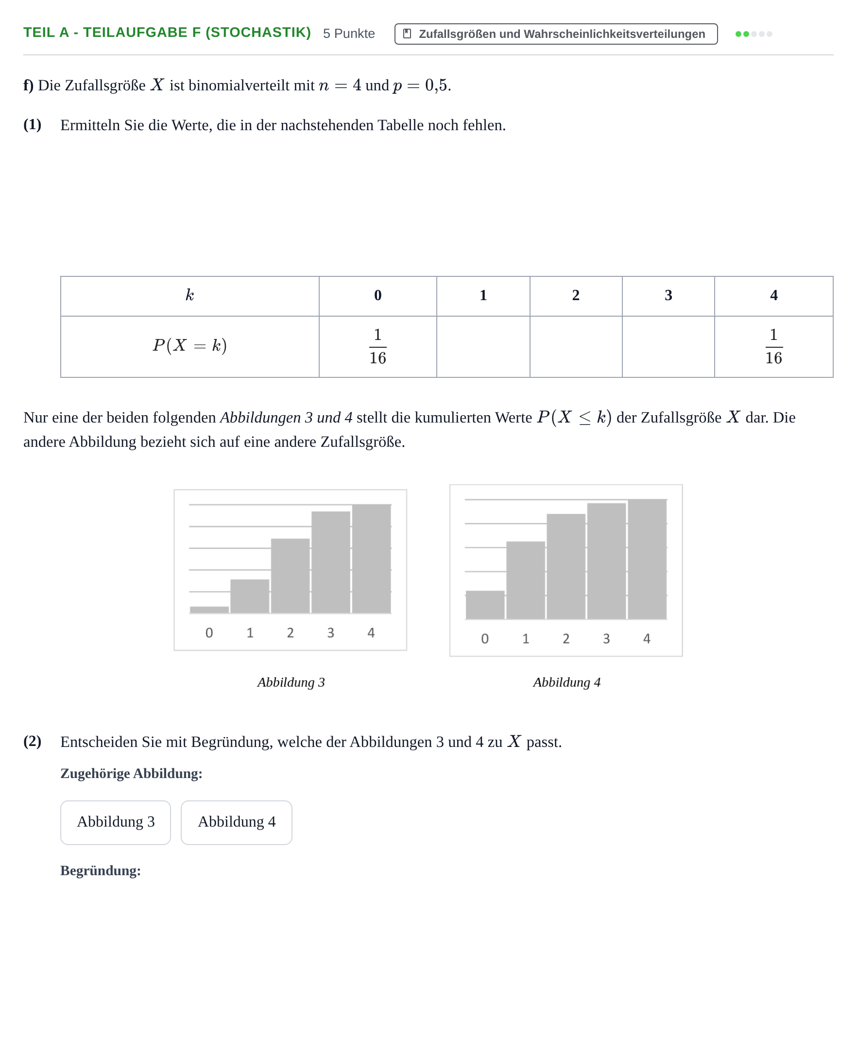 Aufgabenstellung: Teil A - Teilaufgabe f (Stochastik) · Abitur NRW Mathematik LK · Nachtermin · GTR 2022