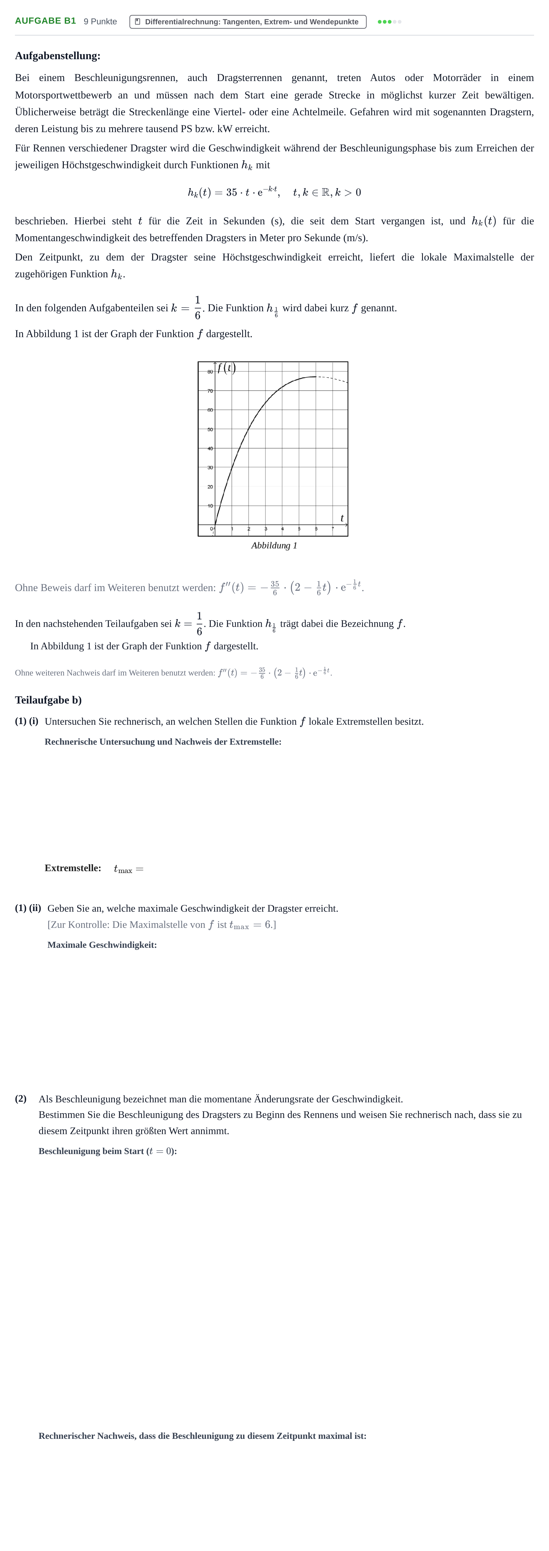 Aufgabenstellung: Aufgabe B1 - Differentialrechnung · Abitur NRW Mathematik LK · Nachtermin · GTR · Weiterbildungsko 2022