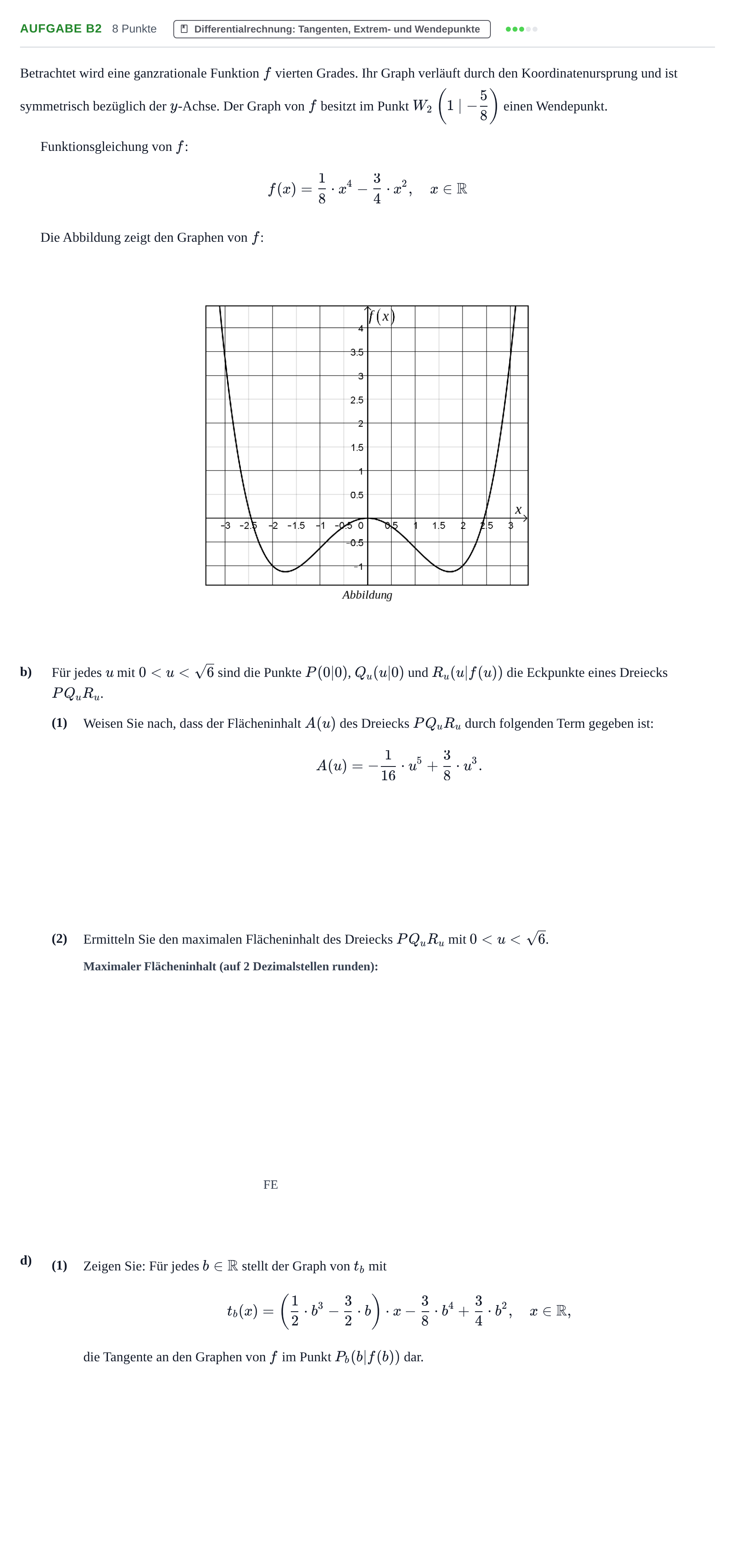 Aufgabenstellung: Aufgabe B2 - Differentialrechnung · Abitur NRW Mathematik LK · Nachtermin · GTR · Weiterbildungsko 2022