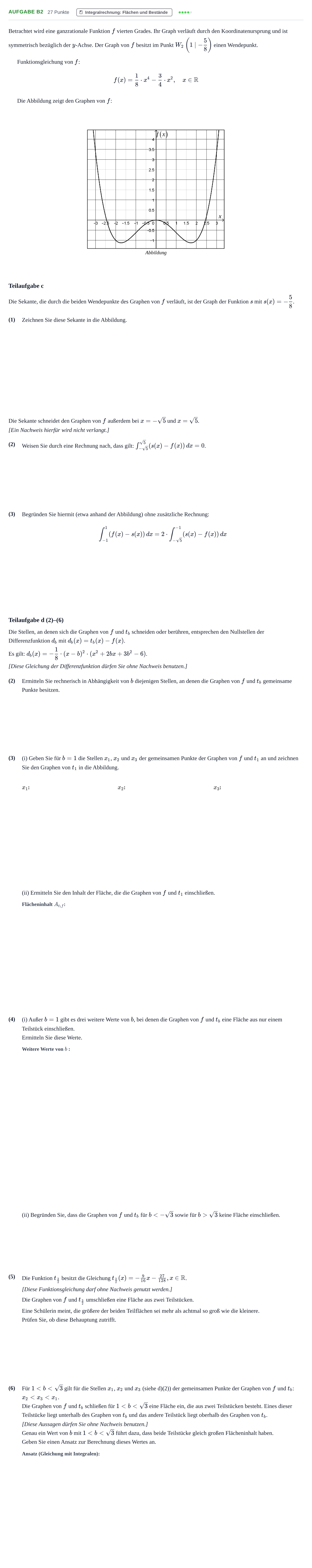 Aufgabenstellung: Aufgabe B2 - Integralrechnung · Abitur NRW Mathematik LK · Nachtermin · GTR · Weiterbildungsko 2022