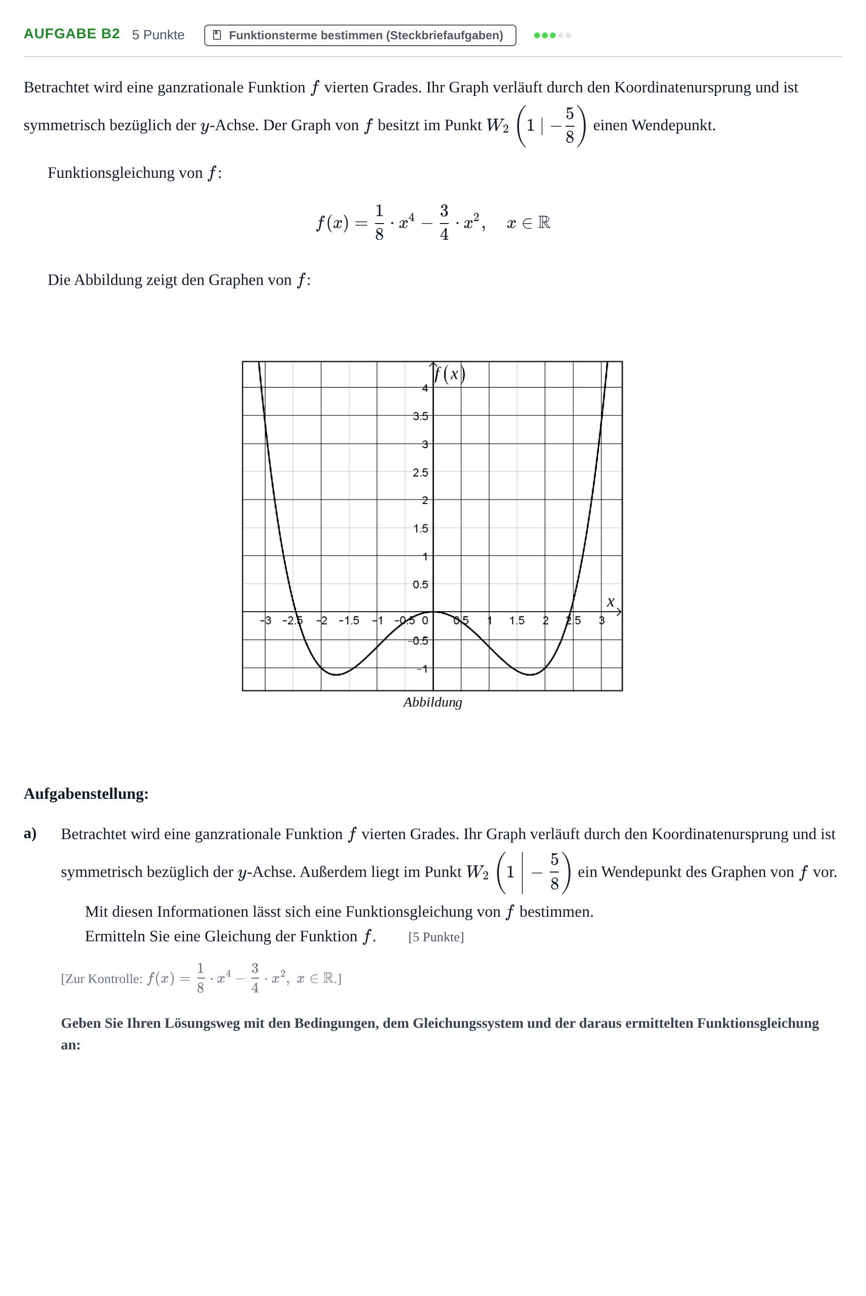 Aufgabenstellung: Aufgabe B2 - Funktionsterme bestimmen · Abitur NRW Mathematik LK · Nachtermin · GTR · Weiterbildungsko 2022