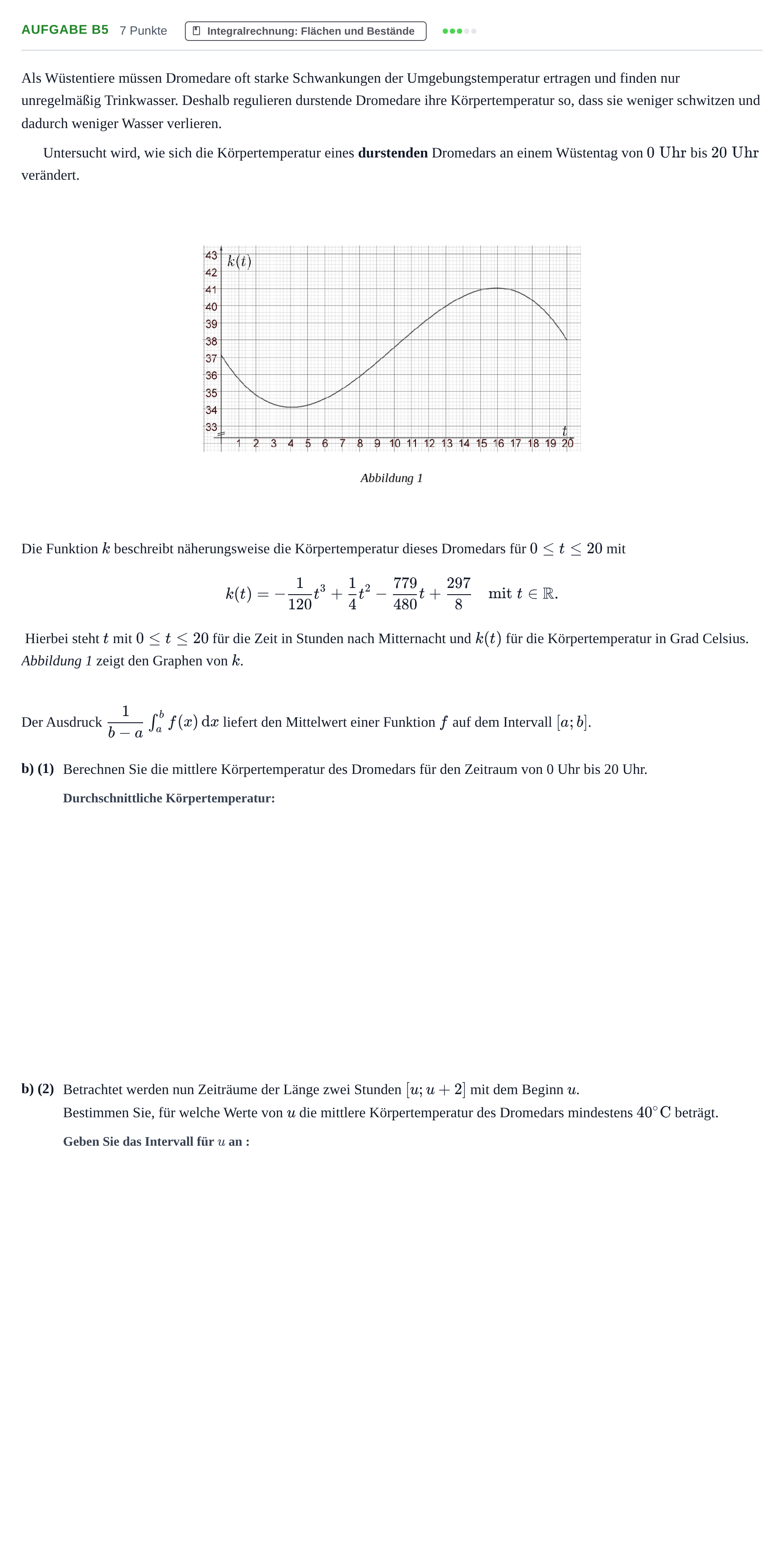 Aufgabenstellung: Aufgabe B5 - Integralrechnung · Abitur NRW Mathematik LK · Nachtermin · GTR · Weiterbildungsko 2022
