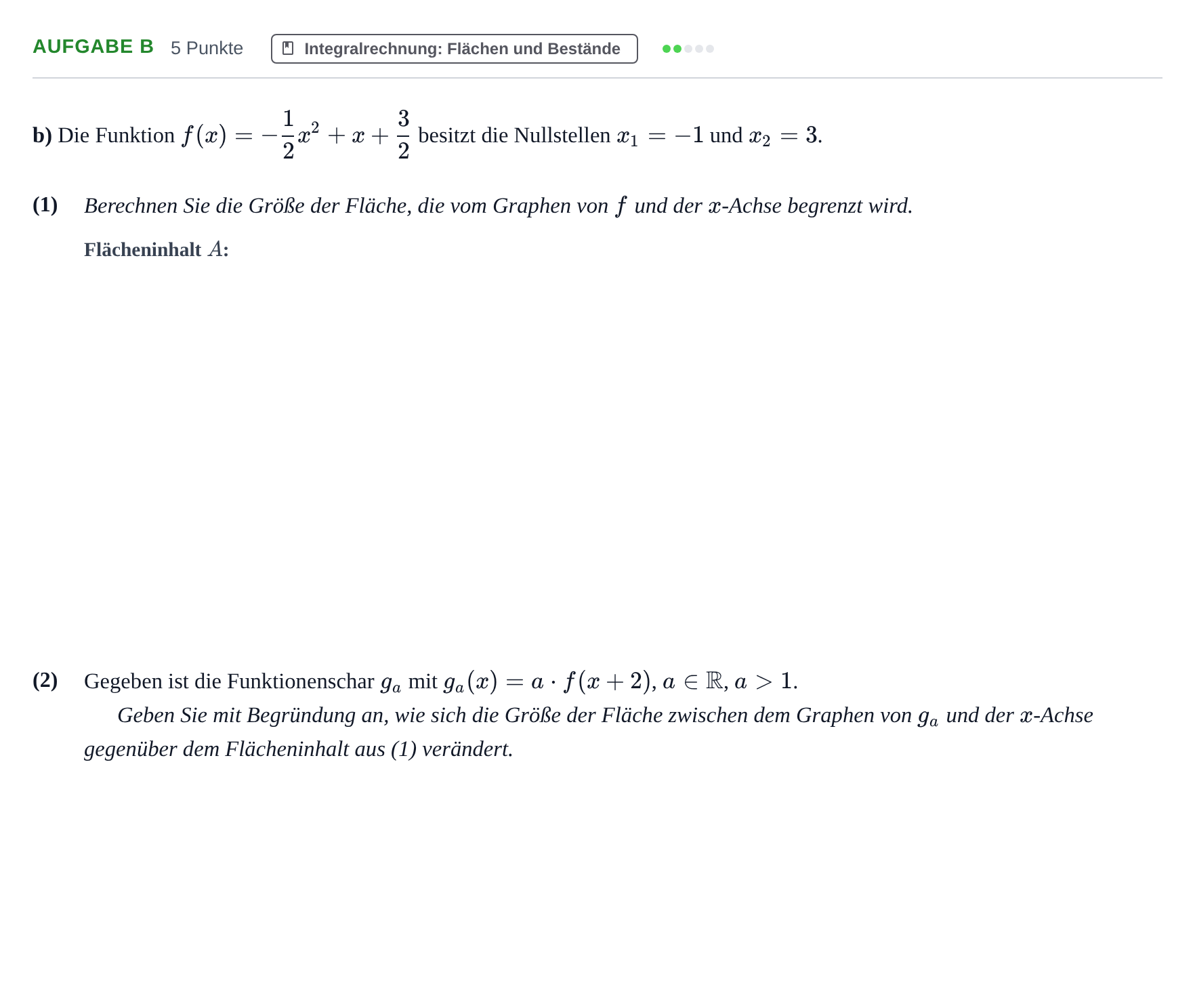 Aufgabenstellung: Aufgabe b · Abitur NRW Mathematik LK · Nachtermin · GTR · Weiterbildungsko 2022