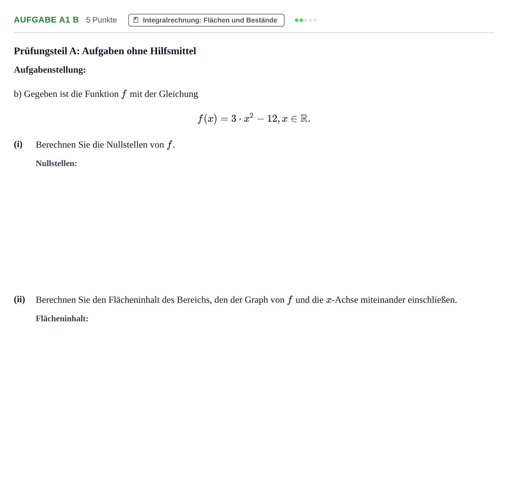 Aufgabenstellung: Aufgabe A1 b · Abitur NRW Mathematik GK · Haupttermin · CAS 2023