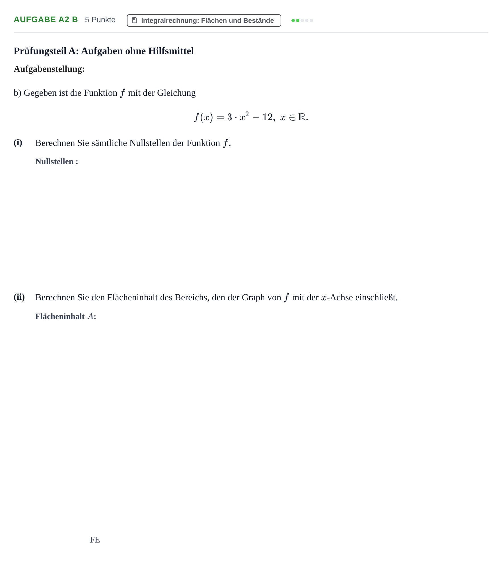 Aufgabenstellung: Aufgabe A2 b · Abitur NRW Mathematik GK · Haupttermin · CAS 2023