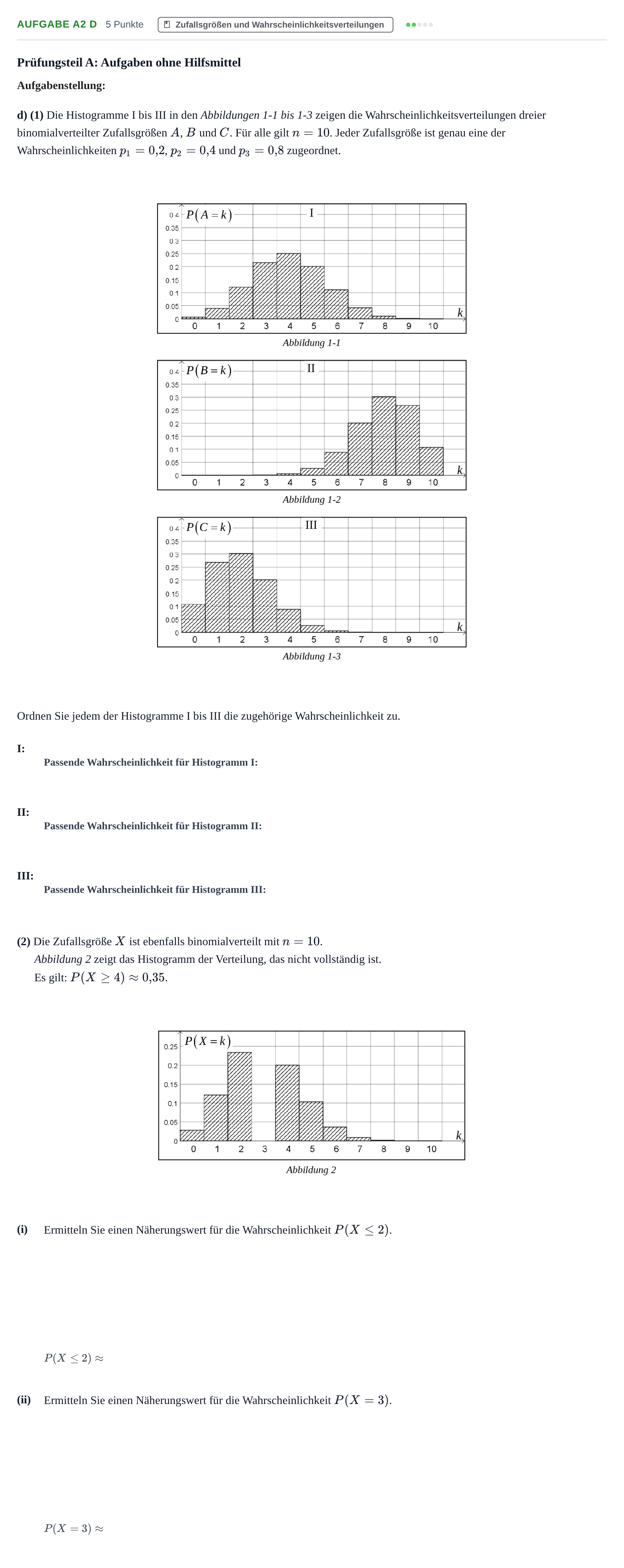 Aufgabenstellung: Aufgabe A2 d · Abitur NRW Mathematik GK · Haupttermin · CAS 2023