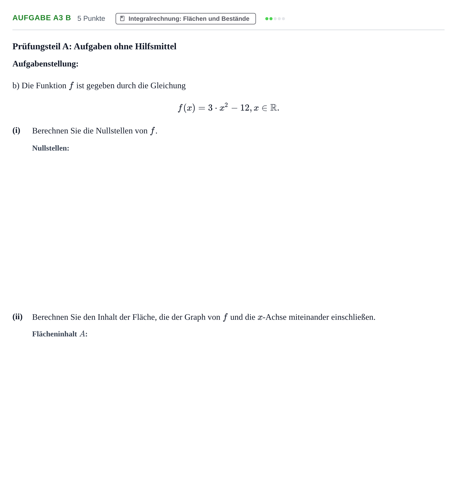Aufgabenstellung: Aufgabe A3 b · Abitur NRW Mathematik GK · Haupttermin · CAS 2023