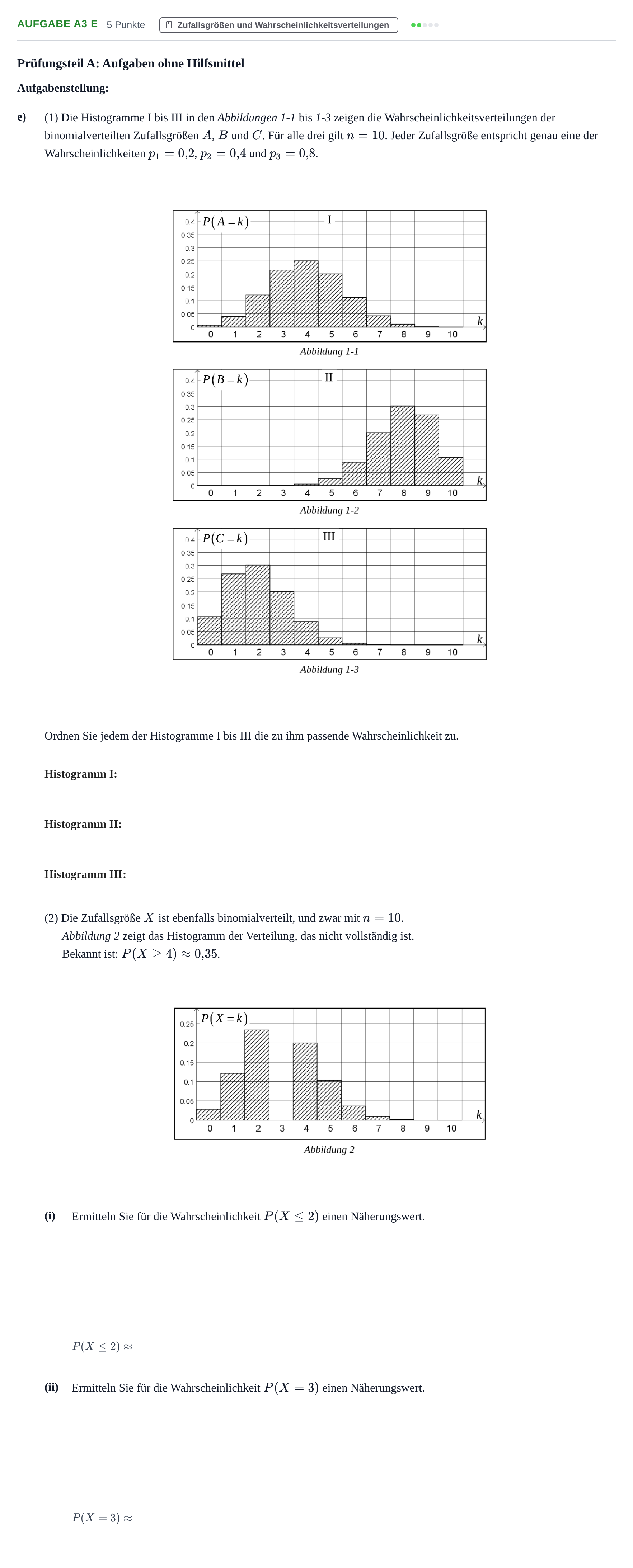 Aufgabenstellung: Aufgabe A3 e · Abitur NRW Mathematik GK · Haupttermin · CAS 2023