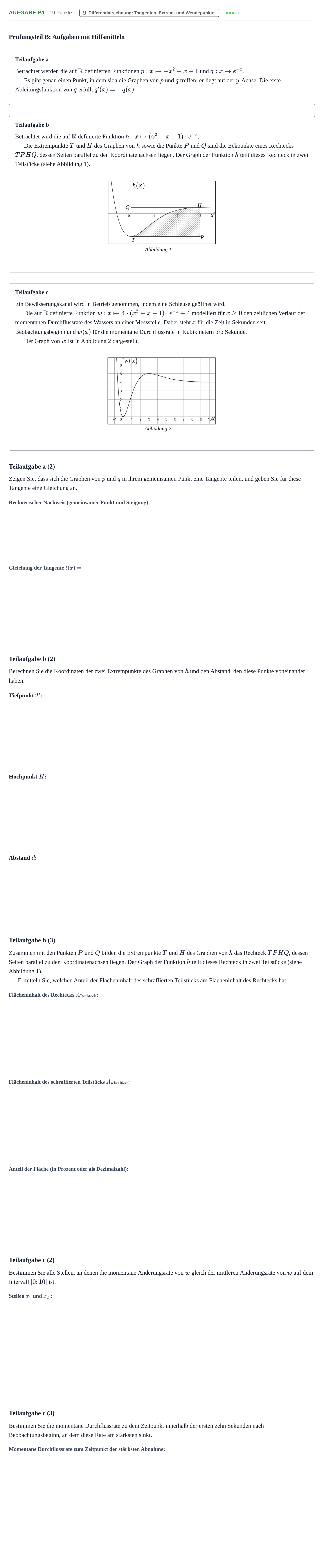 Aufgabenstellung: Aufgabe B1 - Differentialrechnung · Abitur NRW Mathematik GK · Haupttermin · CAS 2023