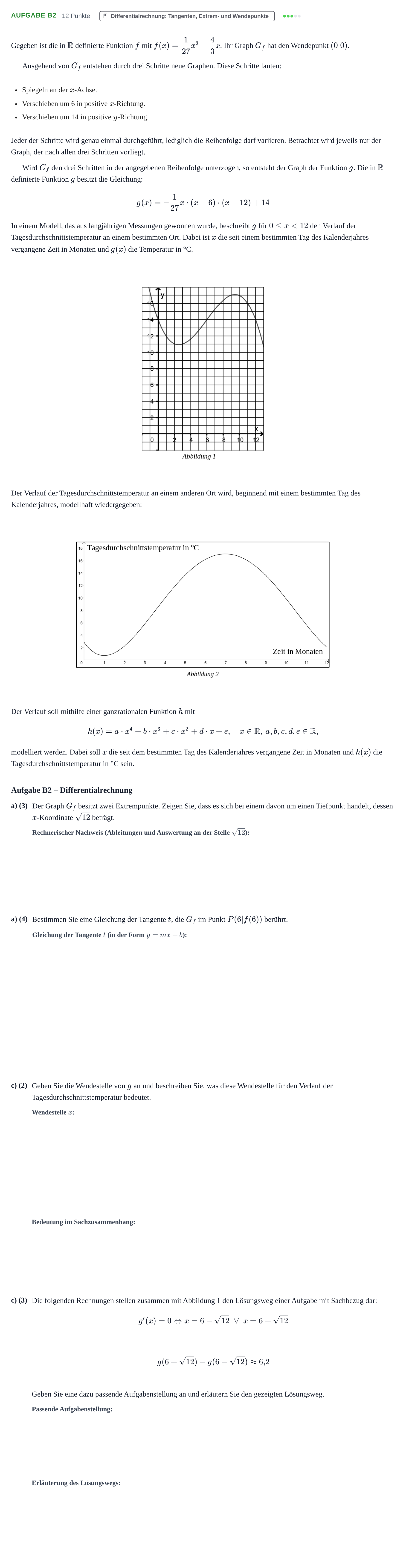 Aufgabenstellung: Aufgabe B2 - Differentialrechnung · Abitur NRW Mathematik GK · Haupttermin · CAS 2023