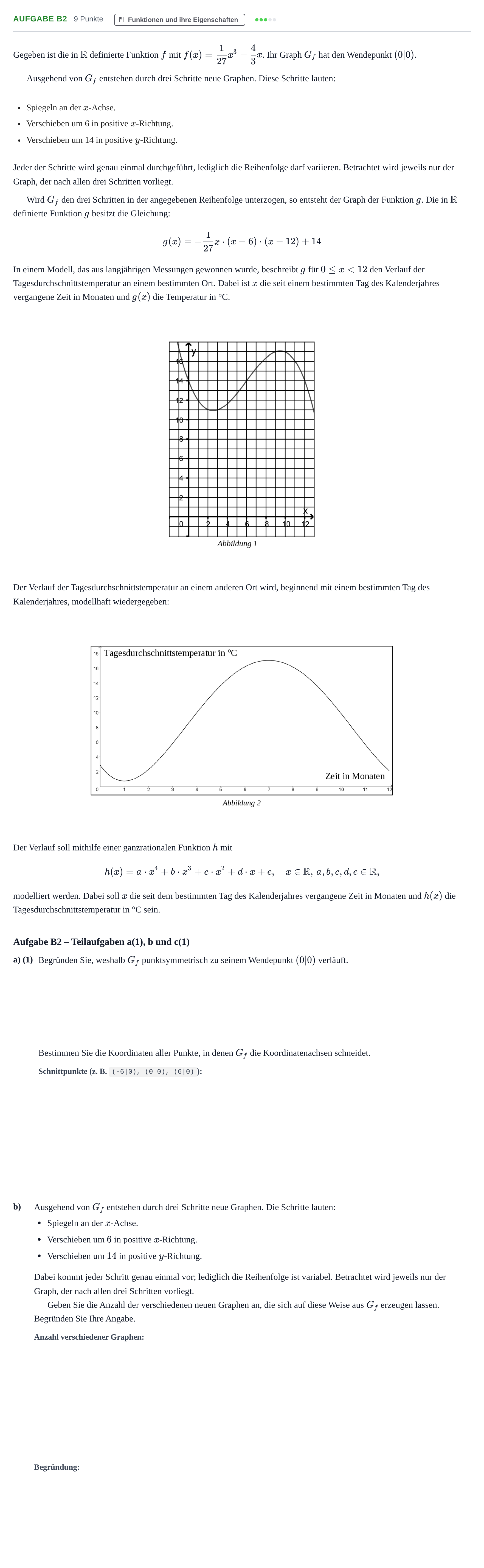 Aufgabenstellung: Aufgabe B2 - Funktionen und ihre Eigenschaften · Abitur NRW Mathematik GK · Haupttermin · CAS 2023