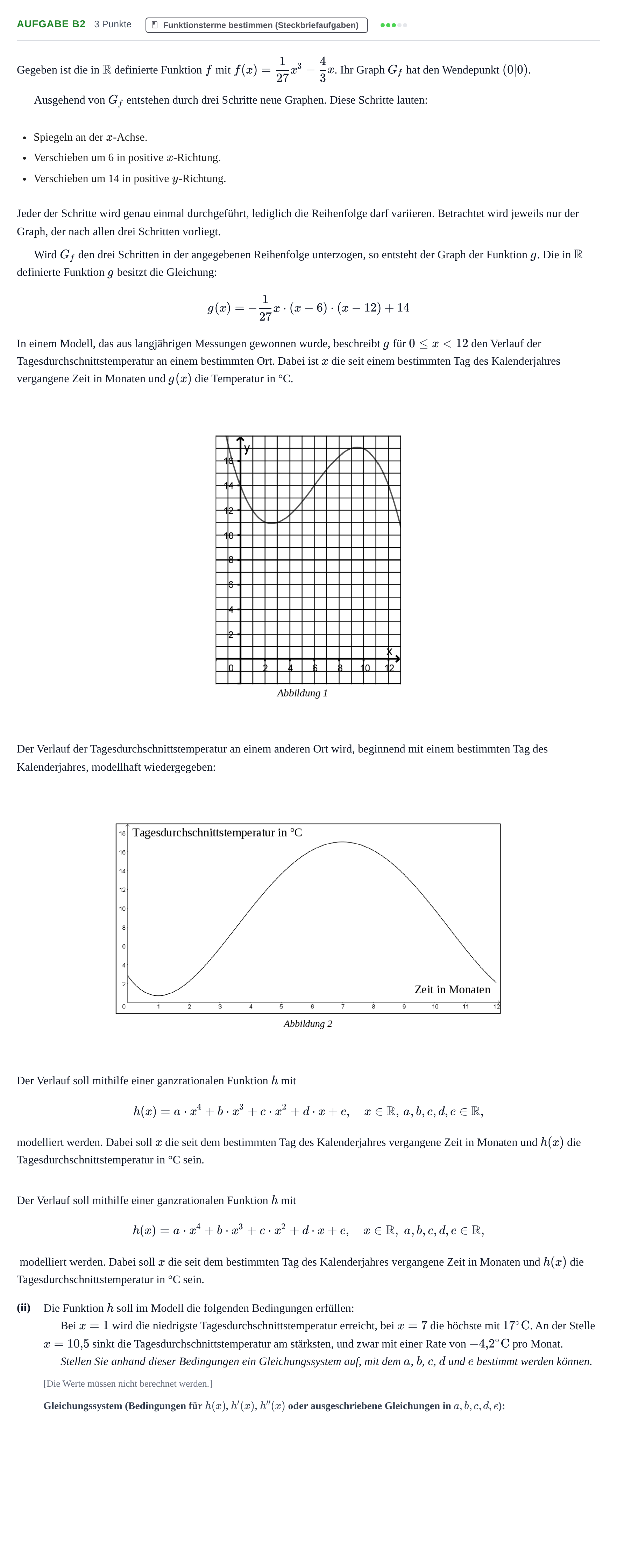 Aufgabenstellung: Aufgabe B2 - Funktionsterme bestimmen · Abitur NRW Mathematik GK · Haupttermin · CAS 2023