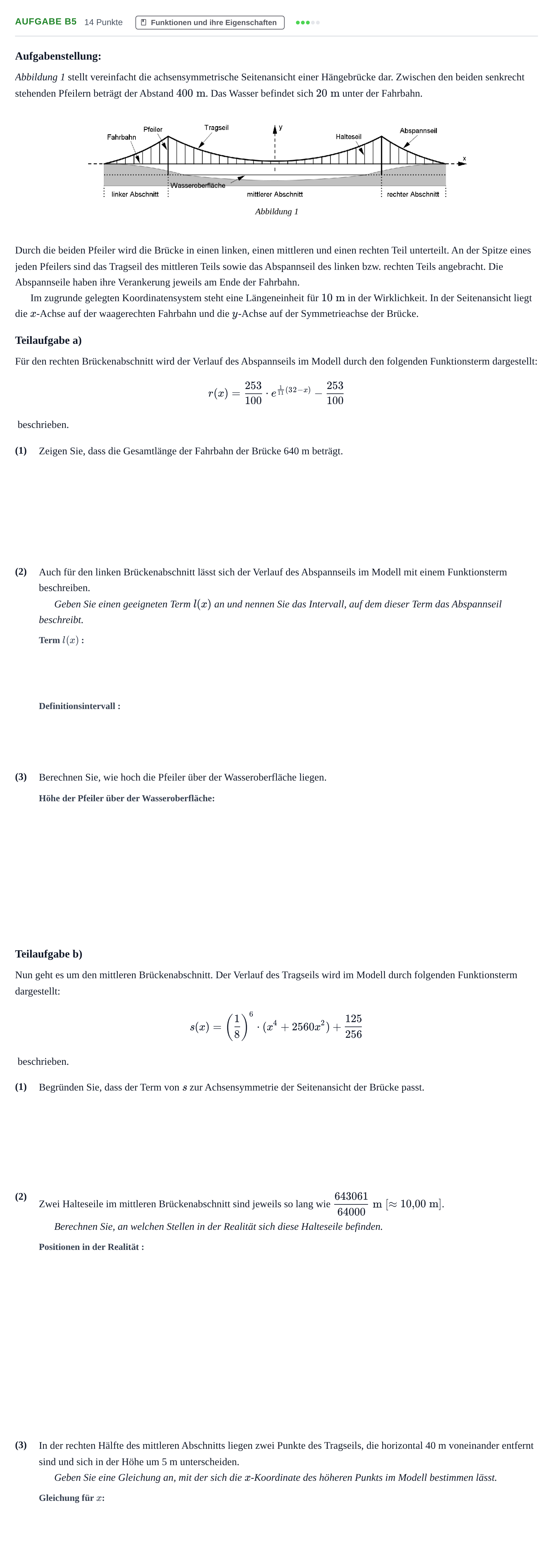 Aufgabenstellung: Aufgabe B5 - Funktionen und ihre Eigenschaften · Abitur NRW Mathematik GK · Haupttermin · CAS 2023