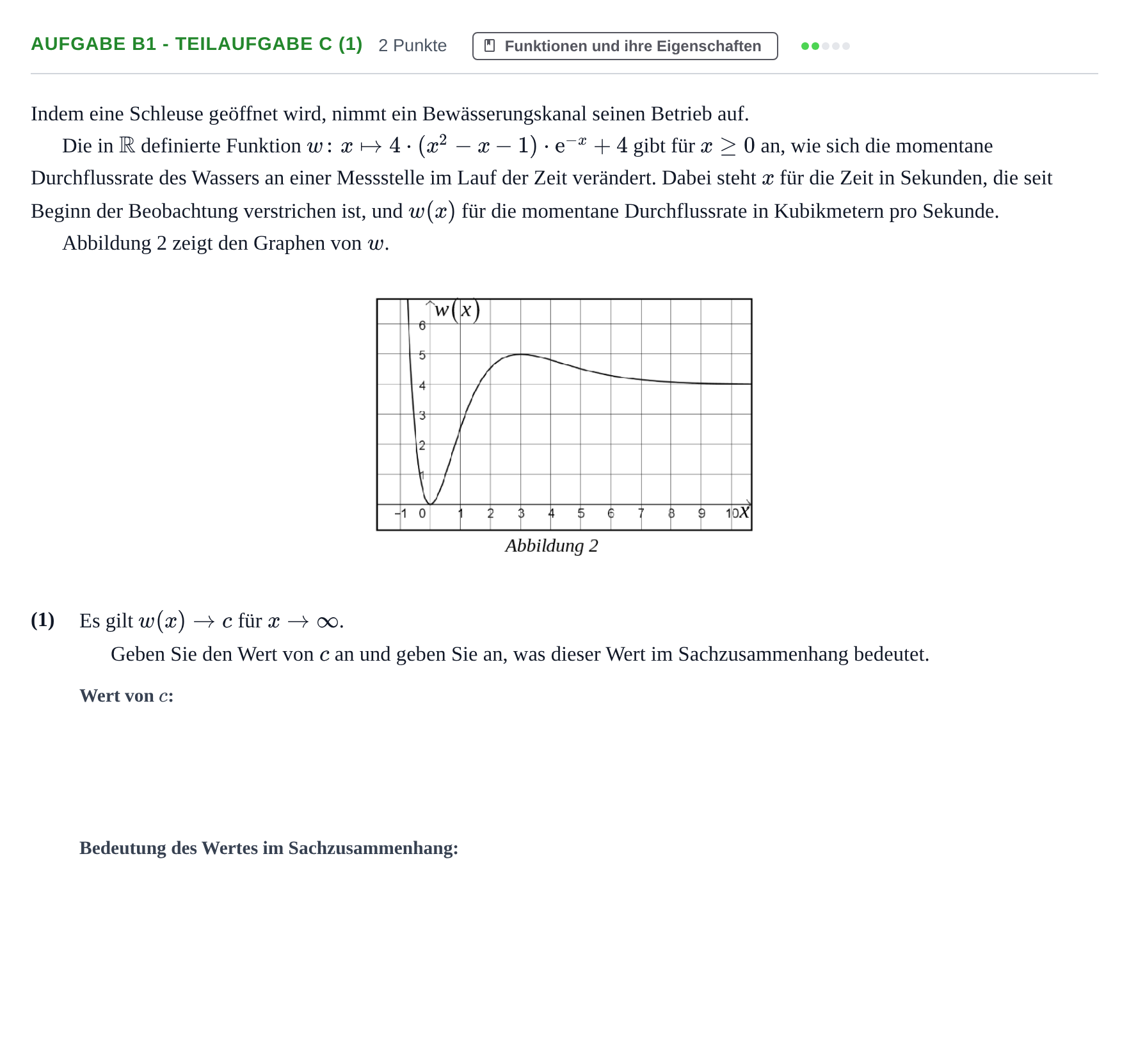 Aufgabenstellung: Aufgabe B1 - Teilaufgabe c (1) · Abitur NRW Mathematik GK · Haupttermin · CAS · Weiterbildungsk 2023
