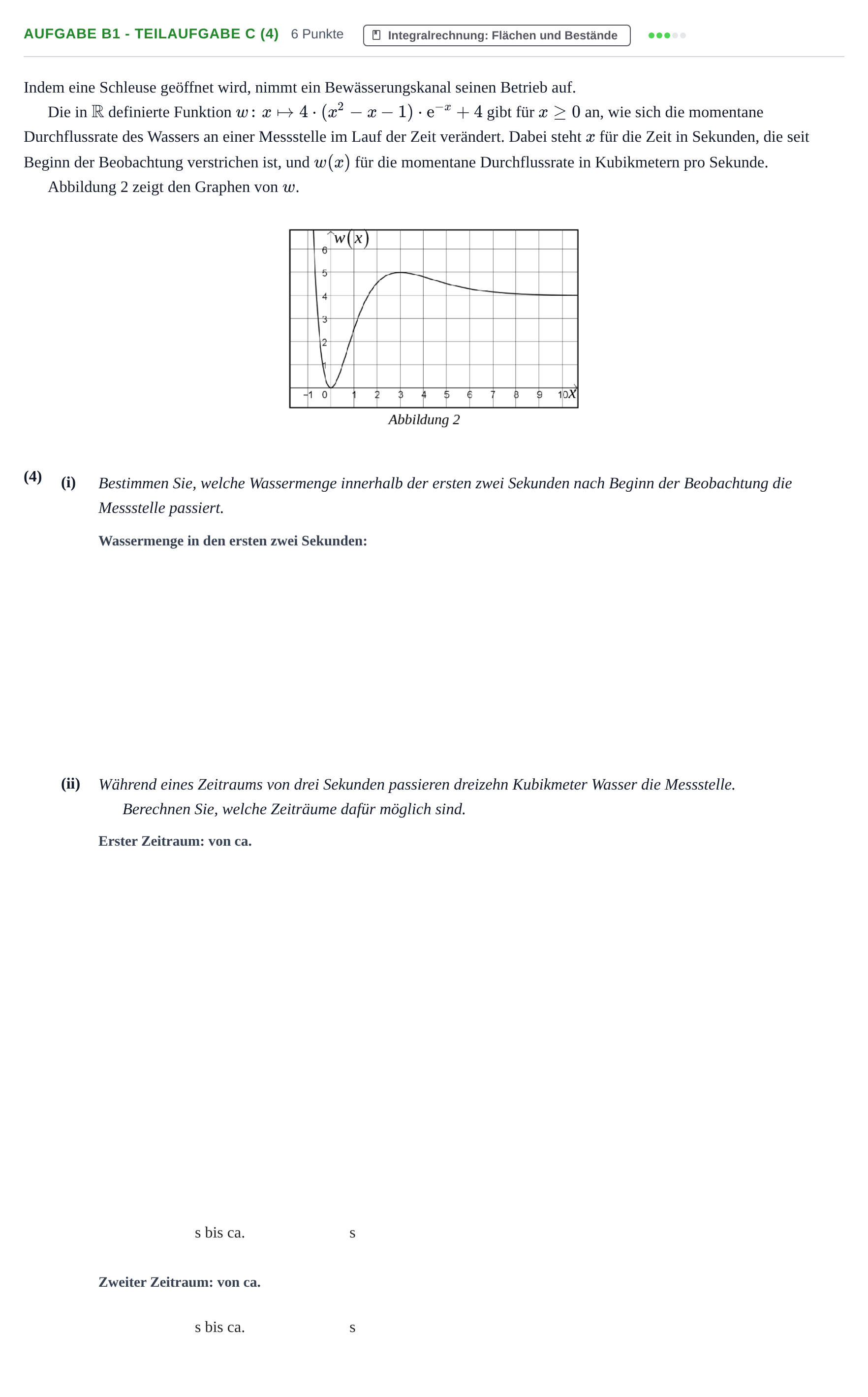 Aufgabenstellung: Aufgabe B1 - Teilaufgabe c (4) · Abitur NRW Mathematik GK · Haupttermin · CAS · Weiterbildungsk 2023
