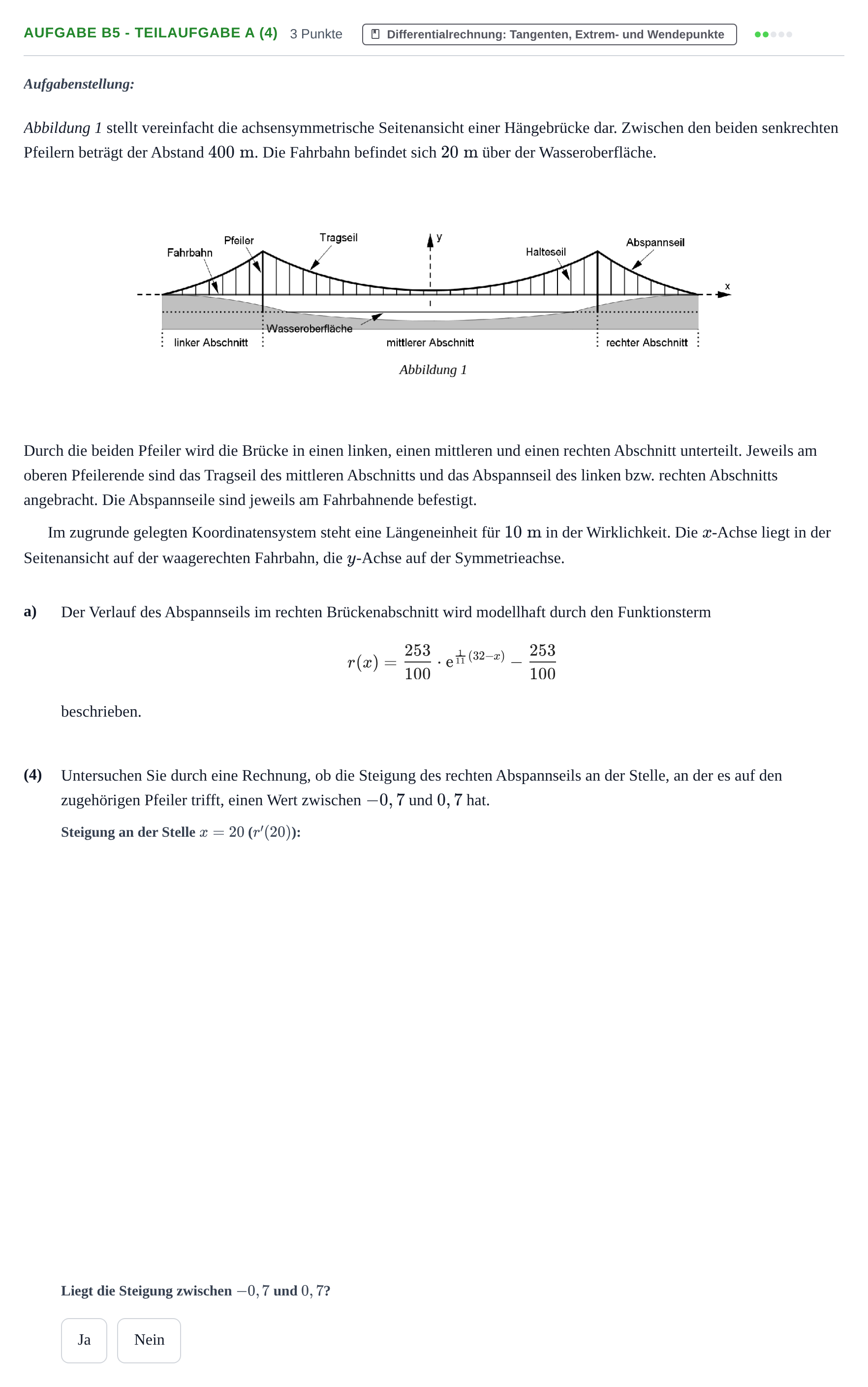 Aufgabenstellung: Aufgabe B5 - Teilaufgabe a (4) · Abitur NRW Mathematik GK · Haupttermin · CAS · Weiterbildungsk 2023