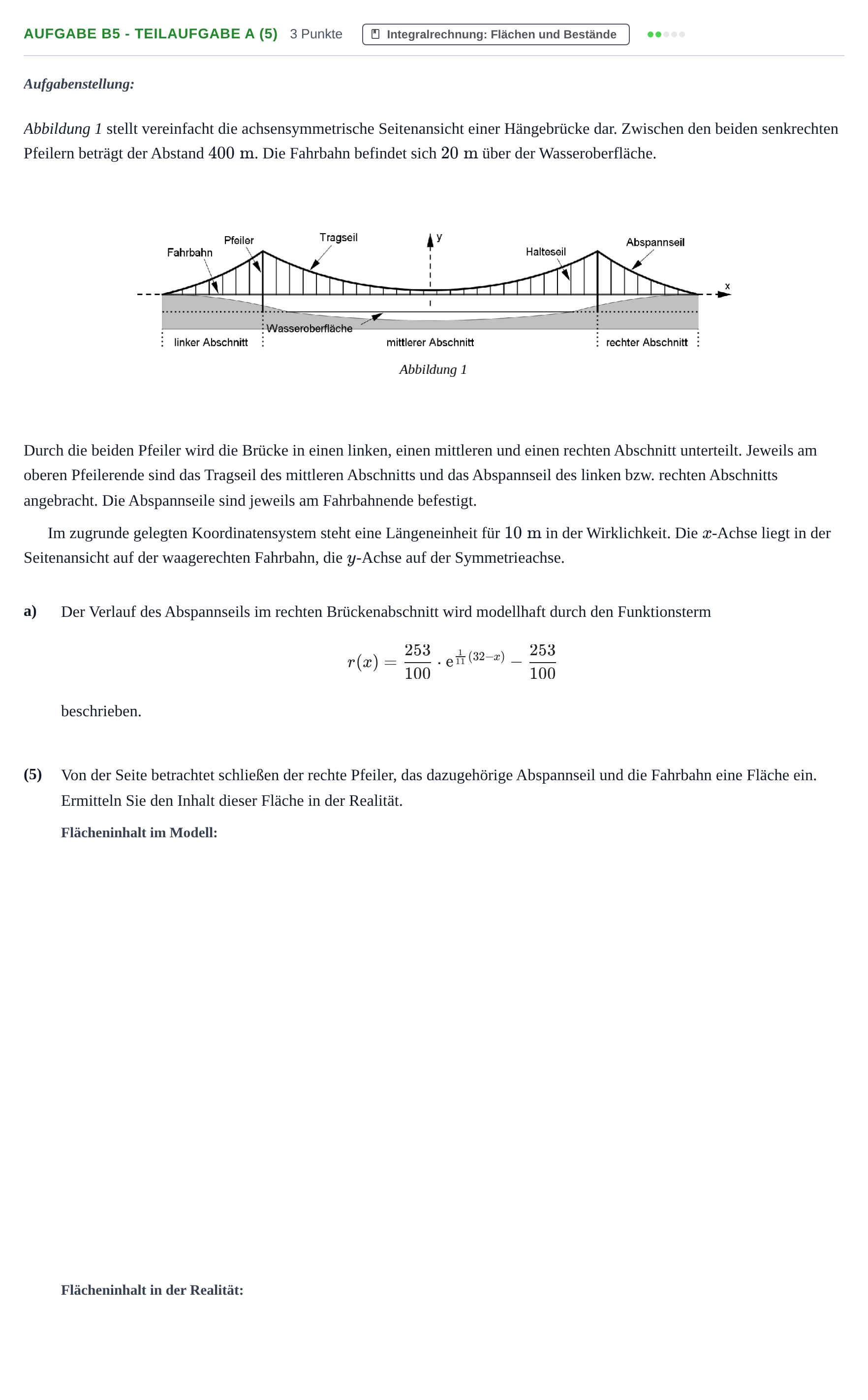 Aufgabenstellung: Aufgabe B5 - Teilaufgabe a (5) · Abitur NRW Mathematik GK · Haupttermin · CAS · Weiterbildungsk 2023