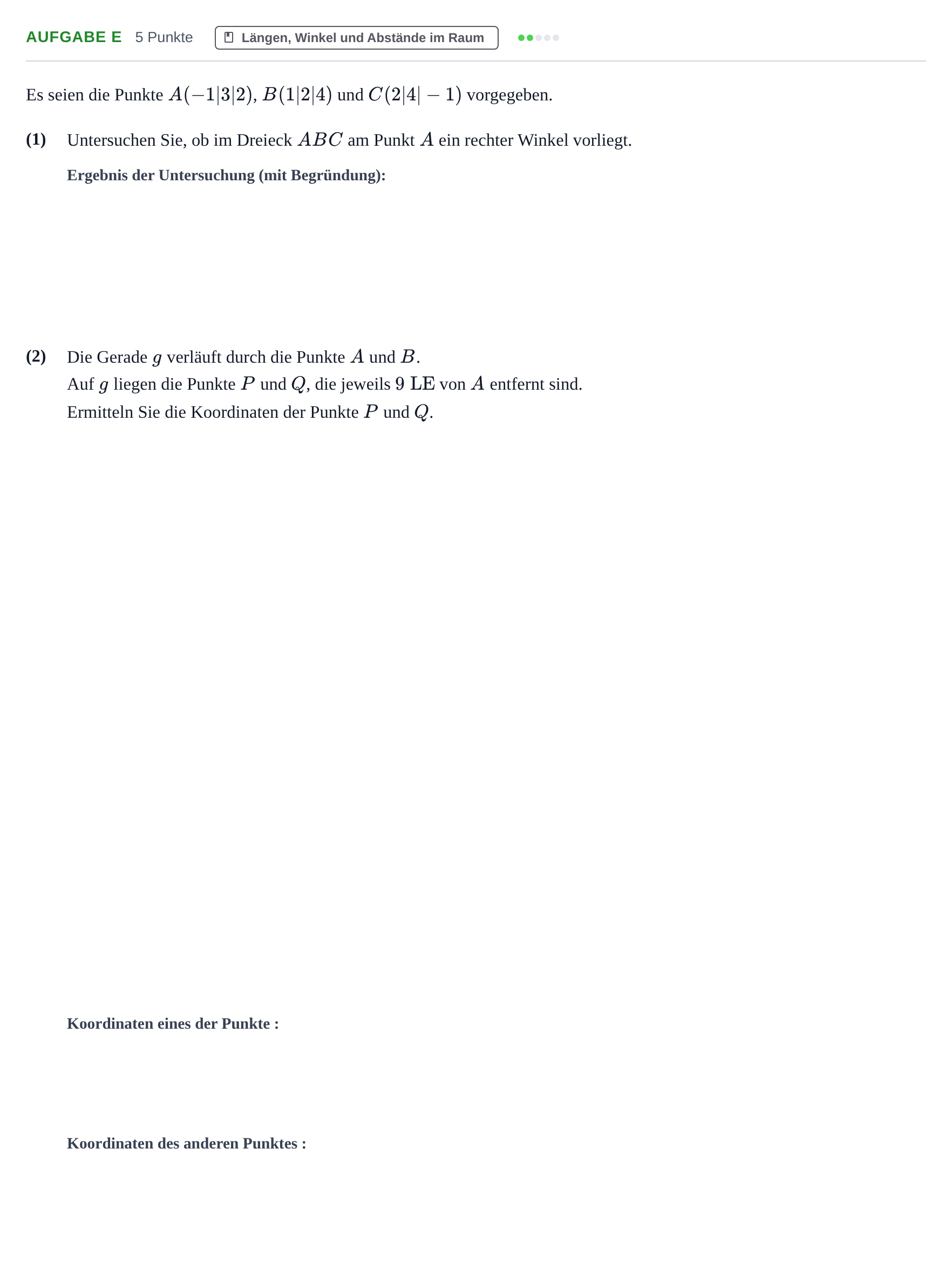 Aufgabenstellung: Aufgabe e · Abitur NRW Mathematik GK · Haupttermin · CAS · Weiterbildungsk 2023