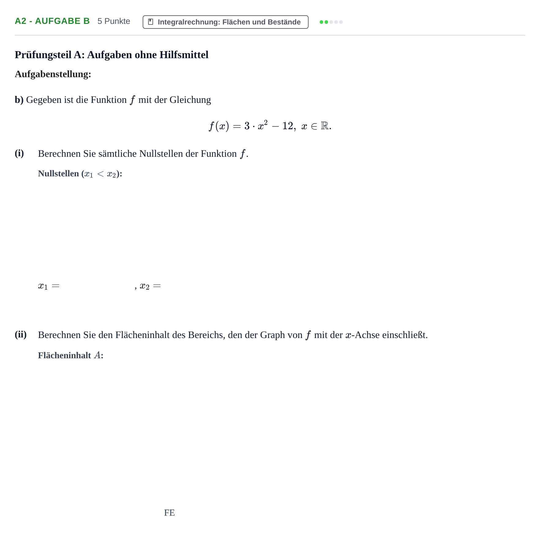 Aufgabenstellung: Aufgabe A2 - Aufgabe b · Abitur NRW Mathematik GK · Haupttermin · GTR 2023