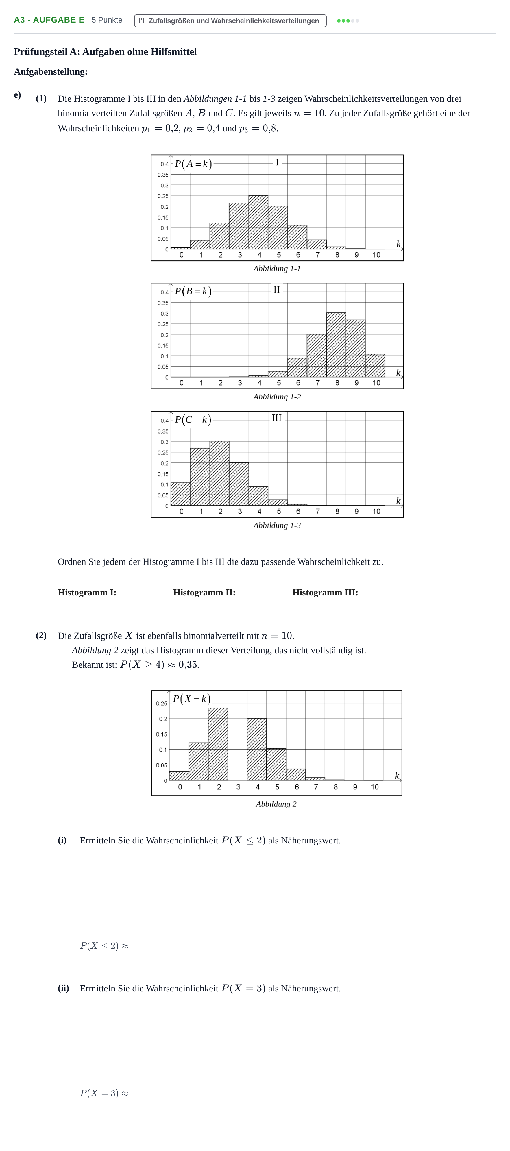 Aufgabenstellung: Aufgabe A3 - Aufgabe e · Abitur NRW Mathematik GK · Haupttermin · GTR 2023