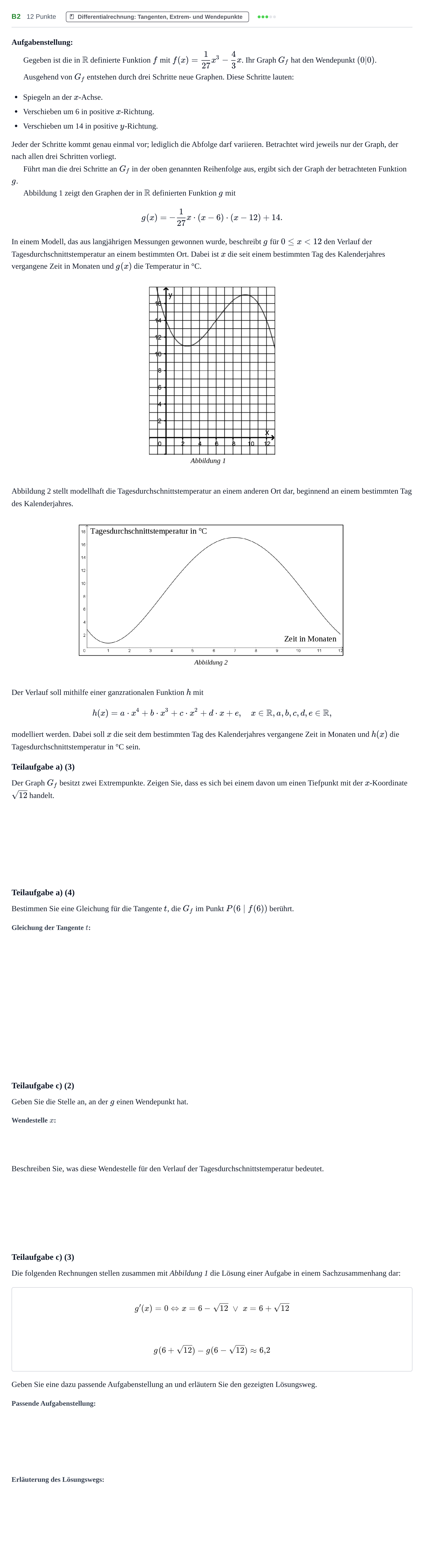 Aufgabenstellung: Aufgabe B2 - Differentialrechnung · Abitur NRW Mathematik GK · Haupttermin · GTR 2023