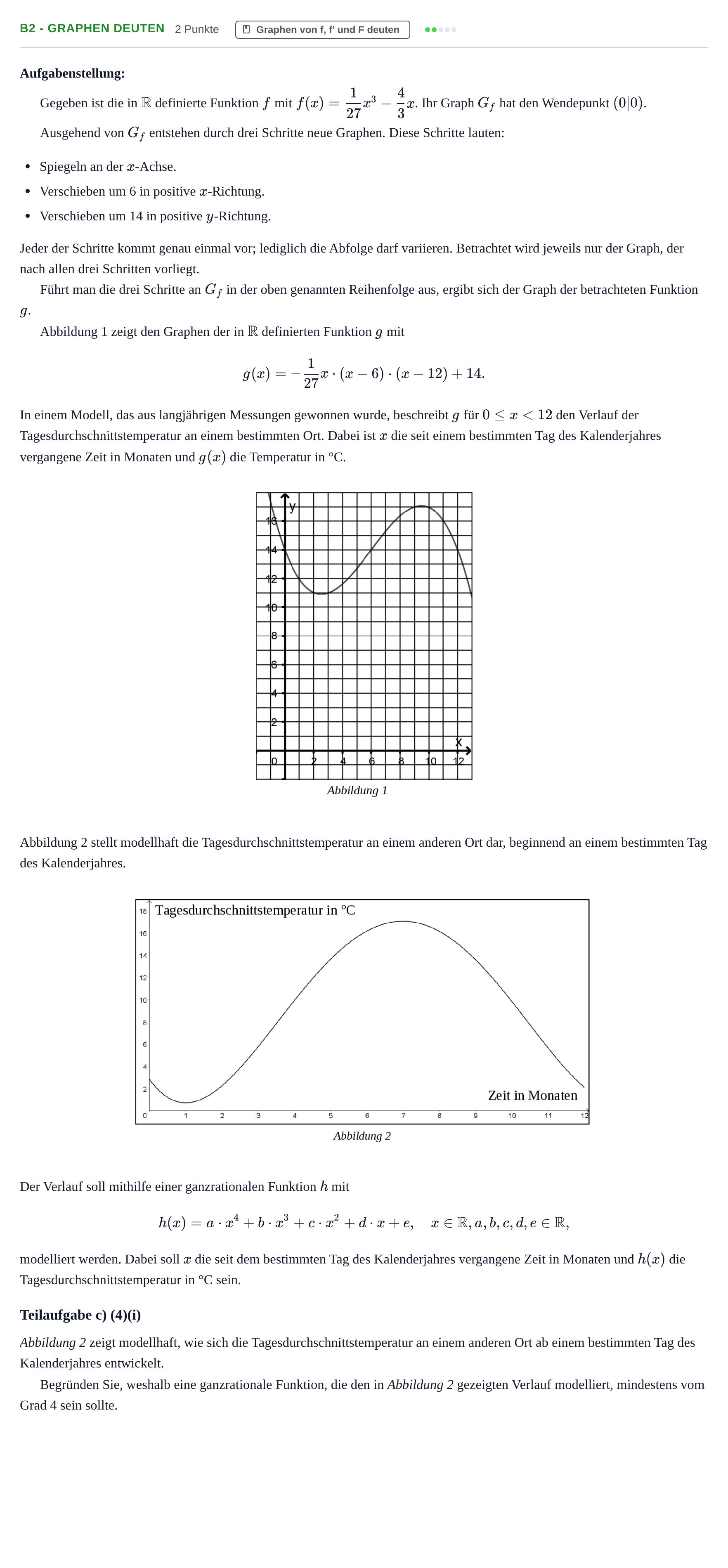 Aufgabenstellung: Aufgabe B2 - Graphen deuten · Abitur NRW Mathematik GK · Haupttermin · GTR 2023
