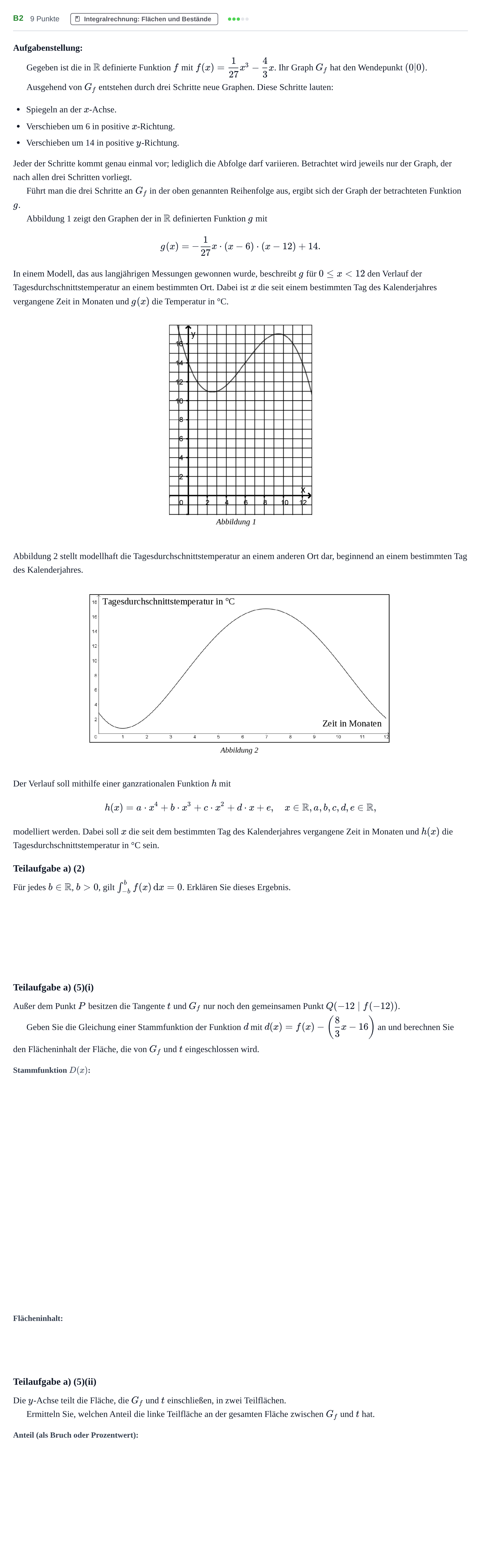 Aufgabenstellung: Aufgabe B2 - Integralrechnung · Abitur NRW Mathematik GK · Haupttermin · GTR 2023