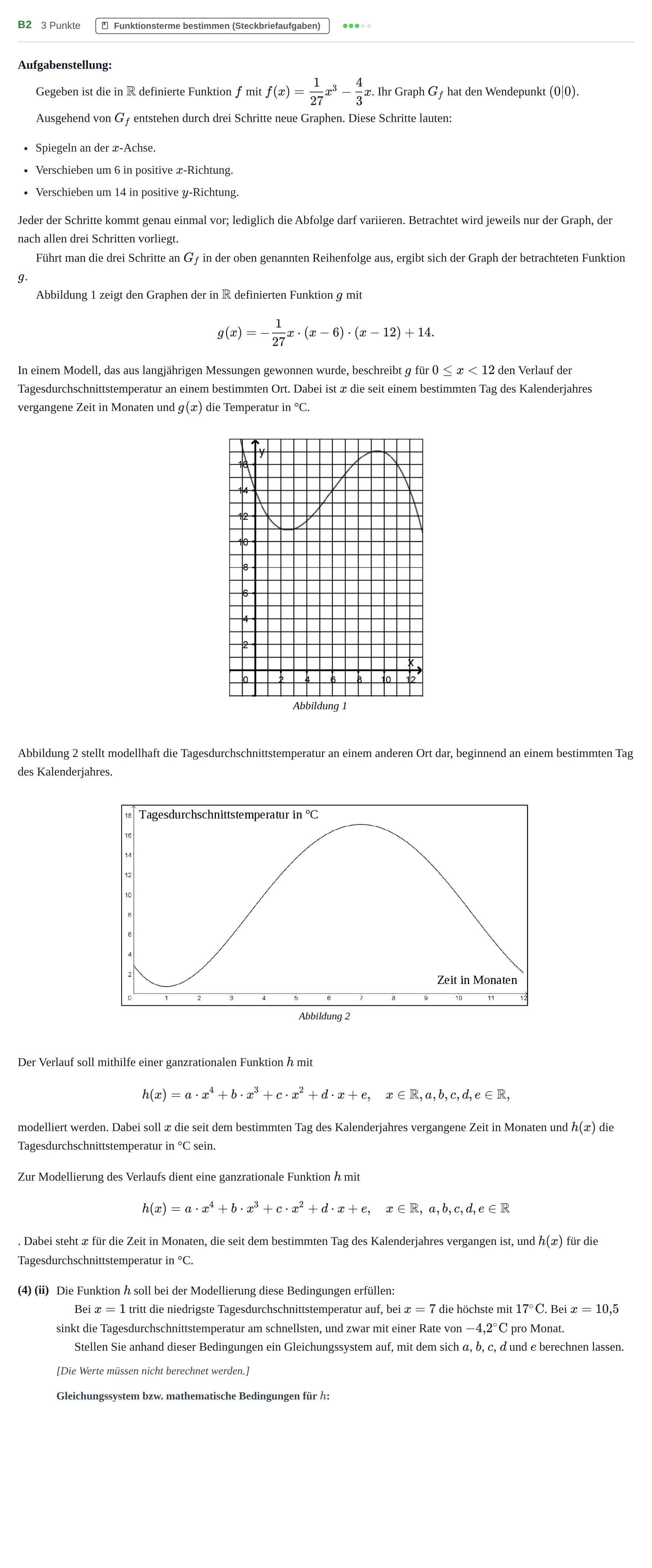 Aufgabenstellung: Aufgabe B2 - Funktionsterme bestimmen · Abitur NRW Mathematik GK · Haupttermin · GTR 2023