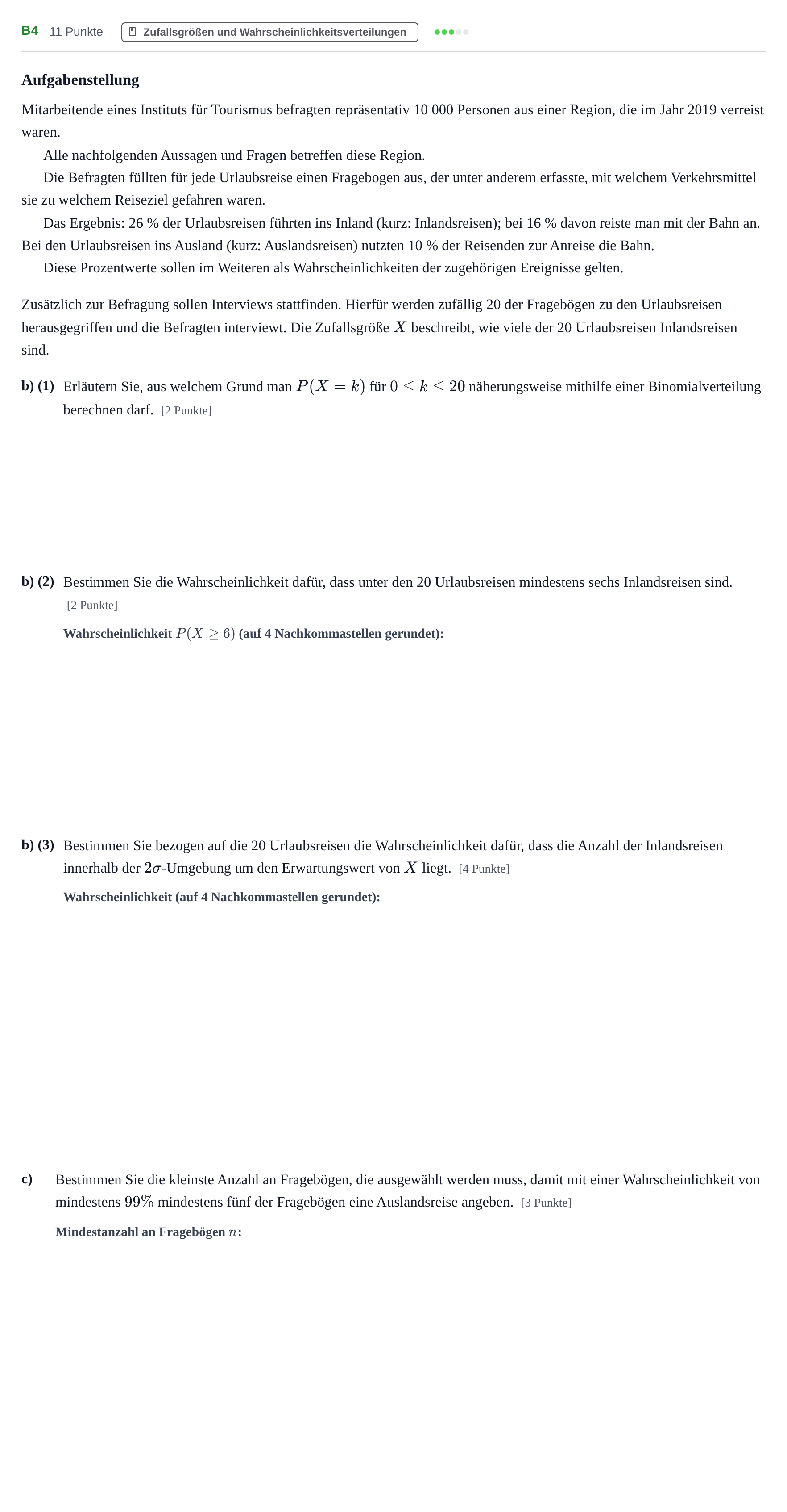 Aufgabenstellung: Aufgabe B4 - Zufallsgrößen und Wahrscheinlichkeitsverteil… · Abitur NRW Mathematik GK · Haupttermin · GTR 2023