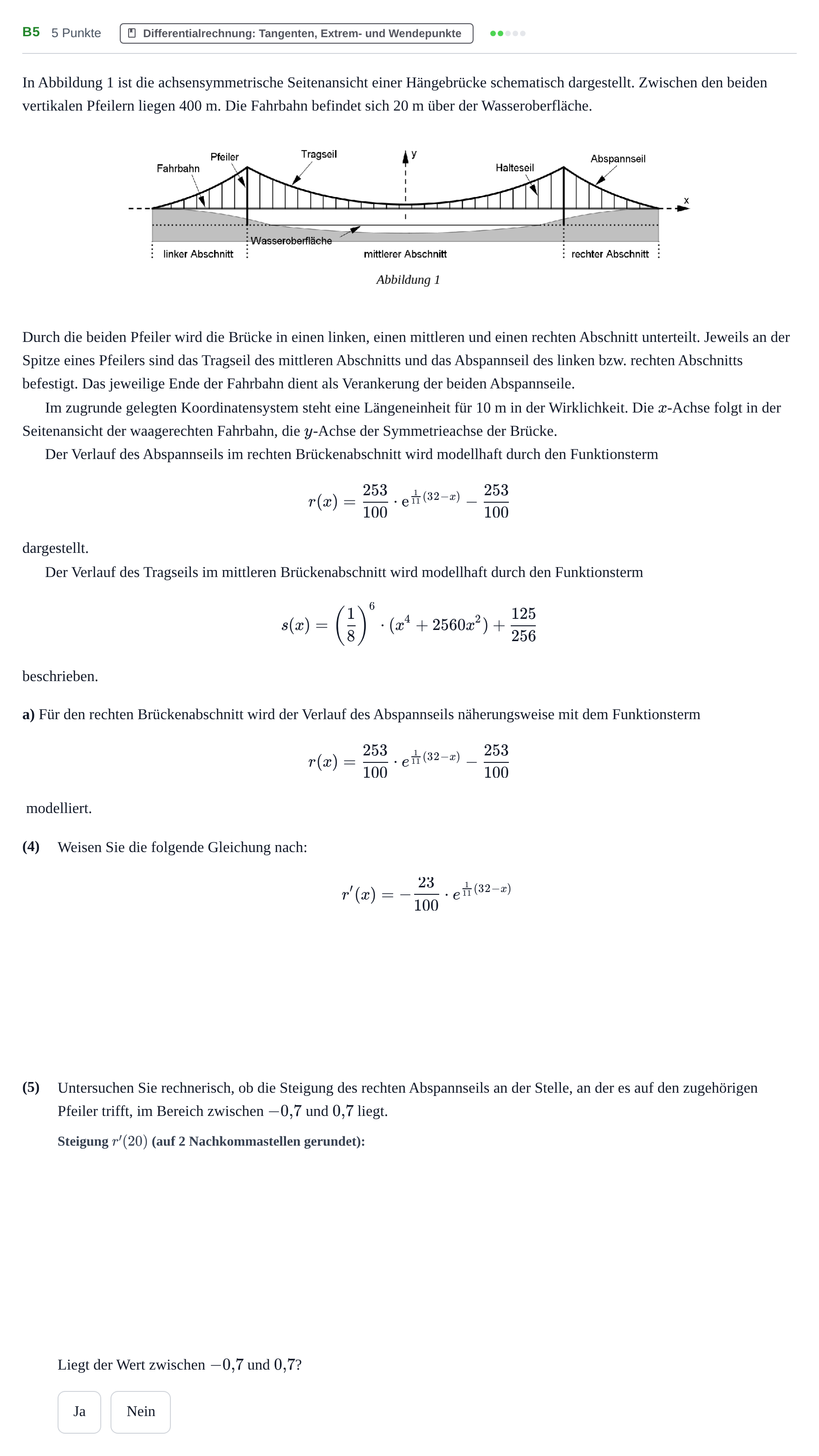 Aufgabenstellung: Aufgabe B5 - Differentialrechnung · Abitur NRW Mathematik GK · Haupttermin · GTR 2023
