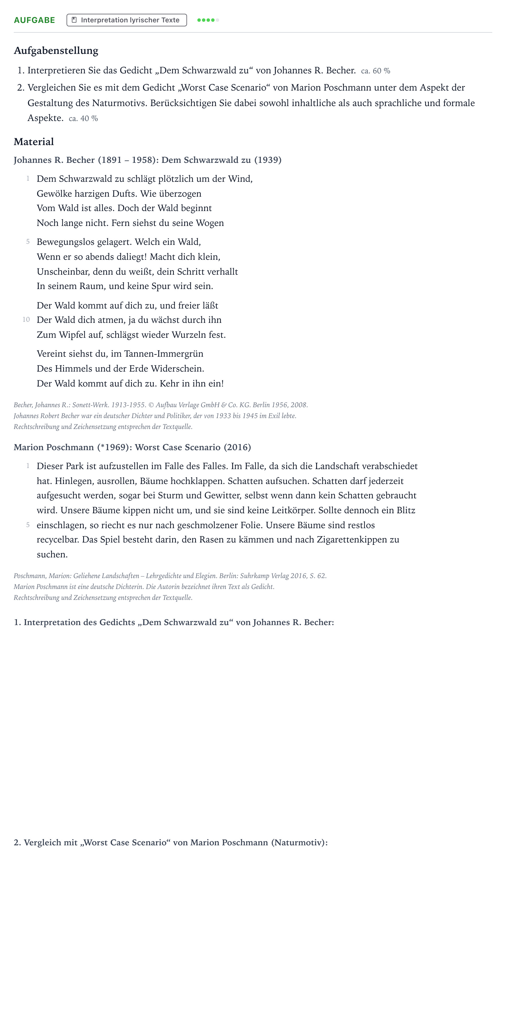 Aufgabenstellung: Aufgabe · Abitur NRW Deutsch GK · Becher/Poschmann 2022