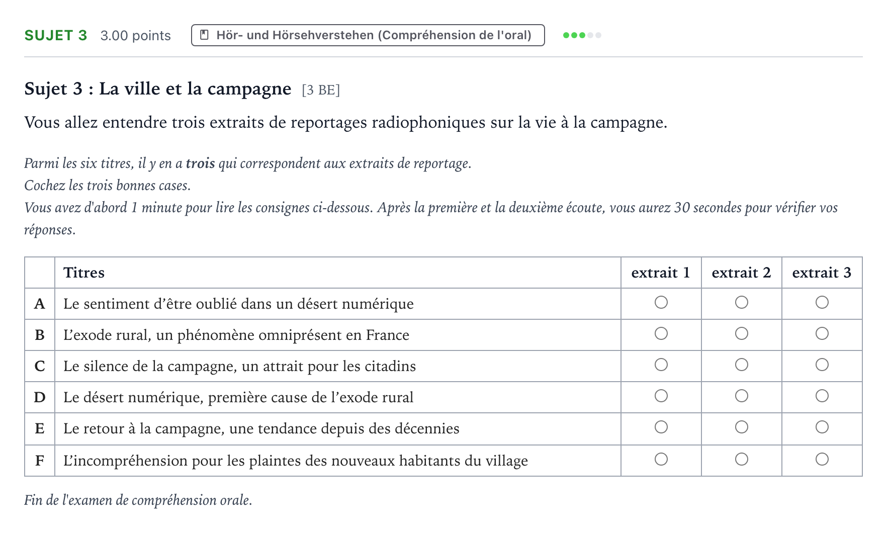 Aufgabenstellung: Aufgabe Sujet 3 · Abitur NRW Französisch LK · Interview avec Marie-Amélie Le Fur 2023