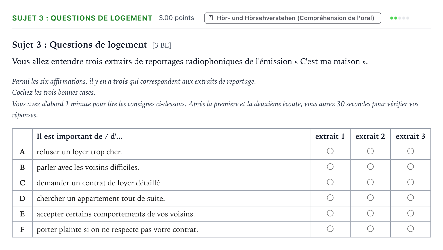 Aufgabenstellung: Aufgabe Sujet 3 : Questions de logement · Abitur NRW Französisch LK · Les produits locaux 2023