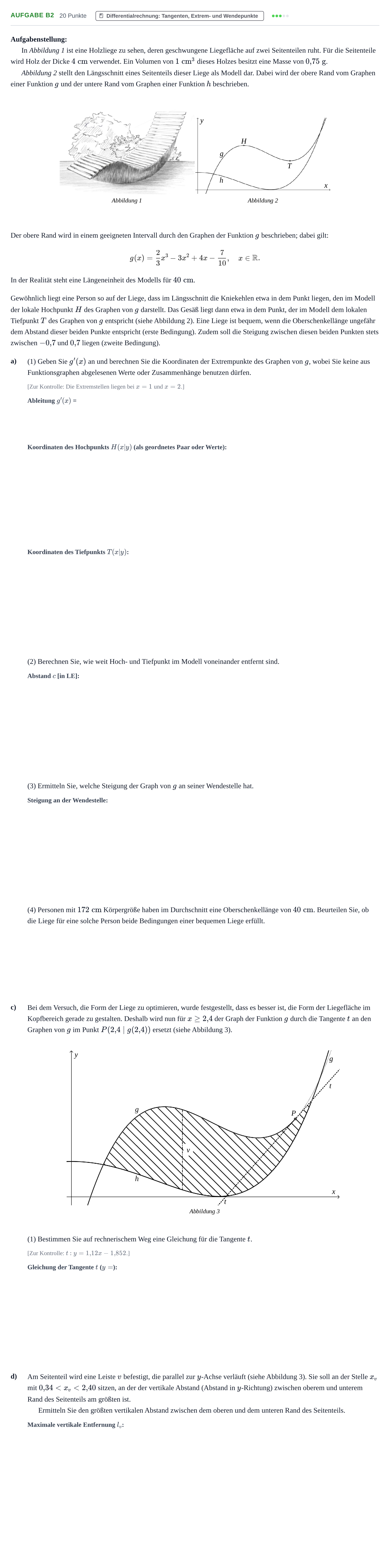Aufgabenstellung: Aufgabe B2 - Differentialrechnung · Abitur NRW Mathematik GK · Nachtermin · CAS · Weiterbildungsko 2023