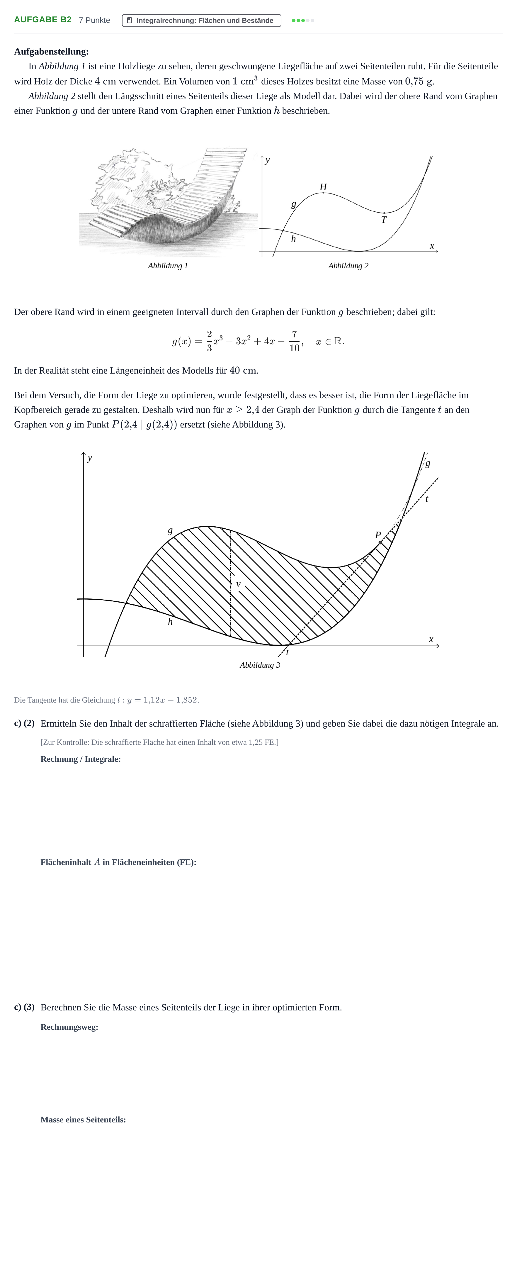 Aufgabenstellung: Aufgabe B2 - Integralrechnung · Abitur NRW Mathematik GK · Nachtermin · CAS · Weiterbildungsko 2023