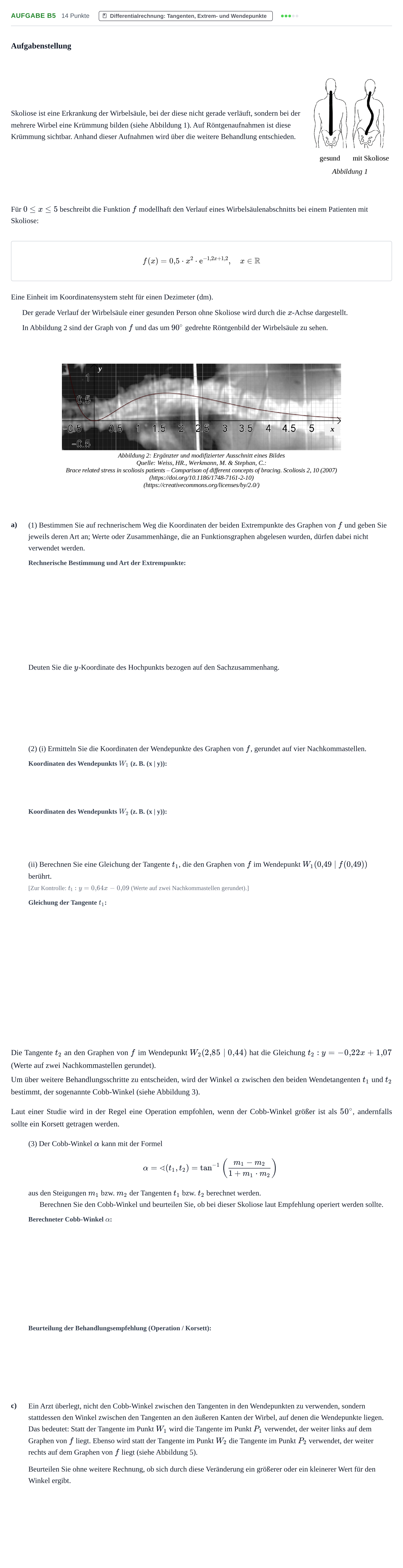 Aufgabenstellung: Aufgabe B5 - Differentialrechnung · Abitur NRW Mathematik GK · Nachtermin · CAS · Weiterbildungsko 2023