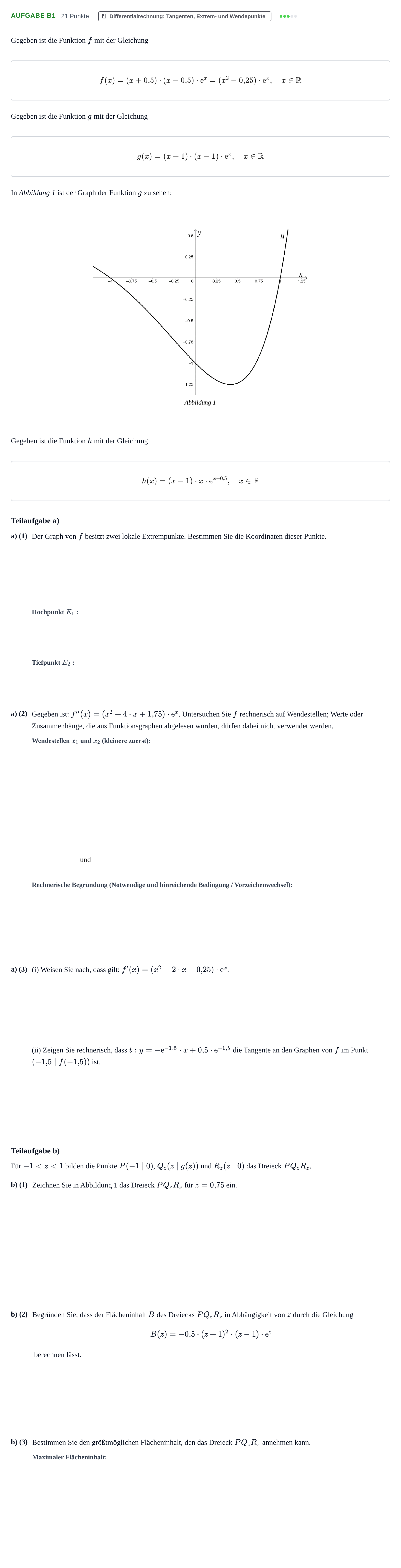 Aufgabenstellung: Aufgabe B1 - Differentialrechnung · Abitur NRW Mathematik GK · Nachtermin · GTR 2023