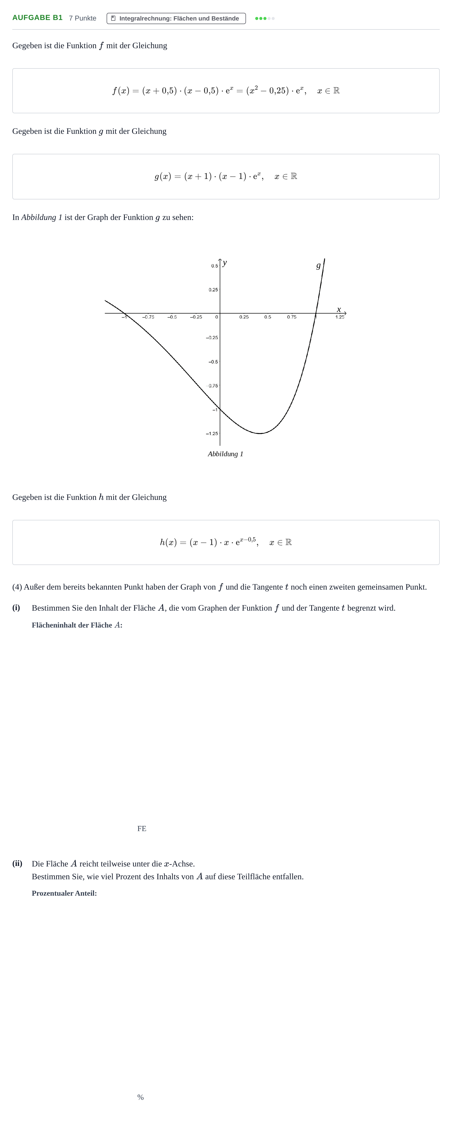 Aufgabenstellung: Aufgabe B1 - Integralrechnung · Abitur NRW Mathematik GK · Nachtermin · GTR 2023