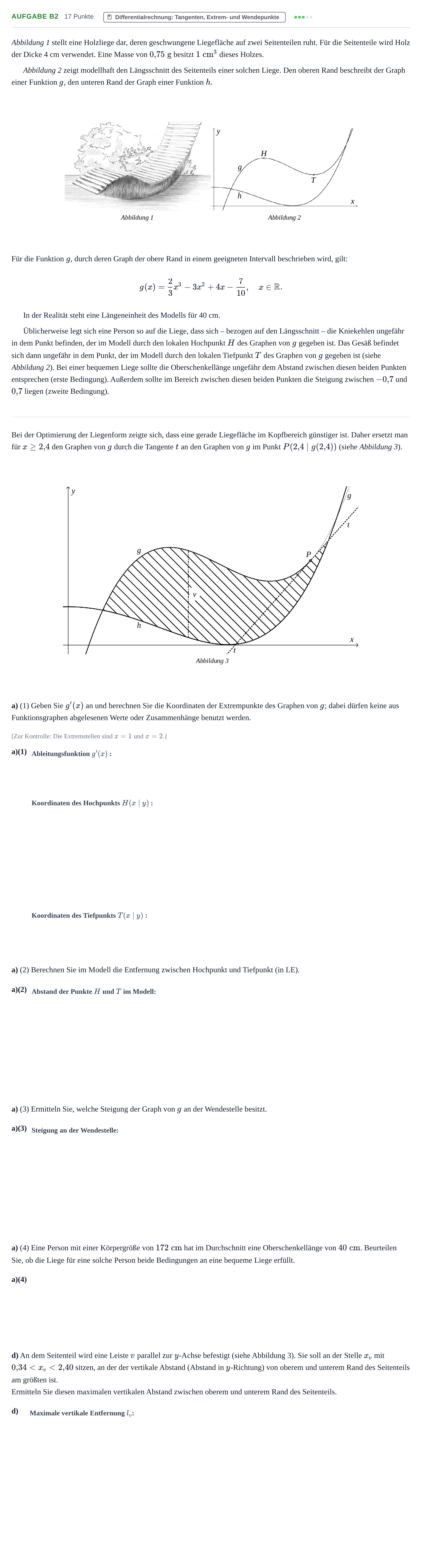 Aufgabenstellung: Aufgabe B2 - Differentialrechnung · Abitur NRW Mathematik GK · Nachtermin · GTR 2023