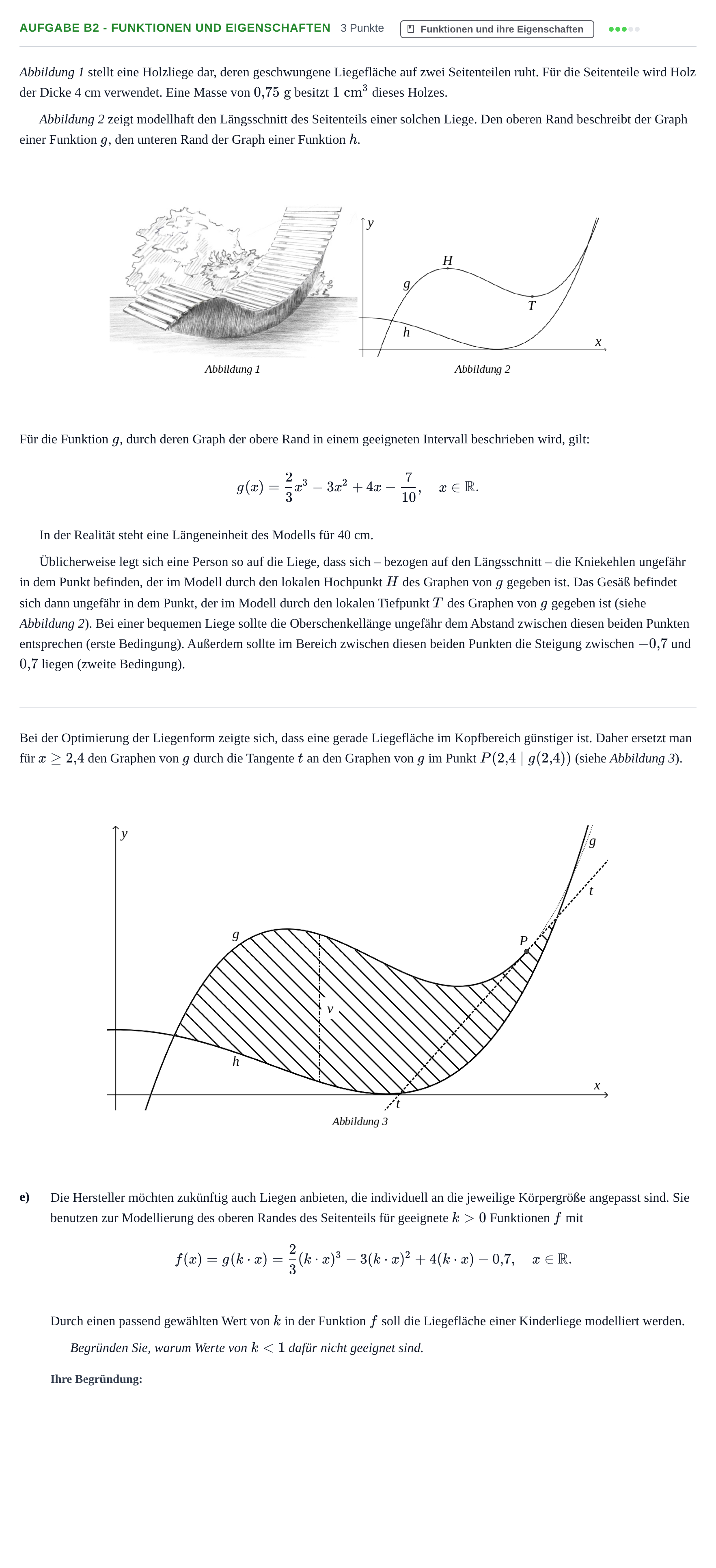 Aufgabenstellung: Aufgabe B2 - Funktionen und Eigenschaften · Abitur NRW Mathematik GK · Nachtermin · GTR 2023
