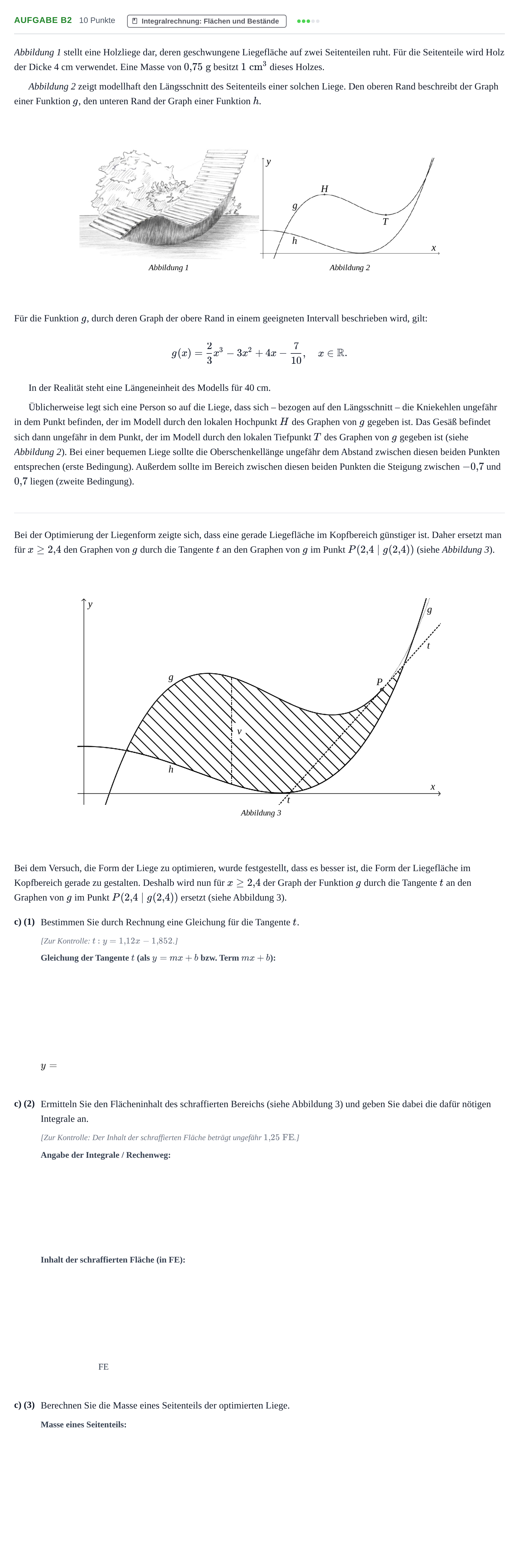 Aufgabenstellung: Aufgabe B2 - Integralrechnung · Abitur NRW Mathematik GK · Nachtermin · GTR 2023
