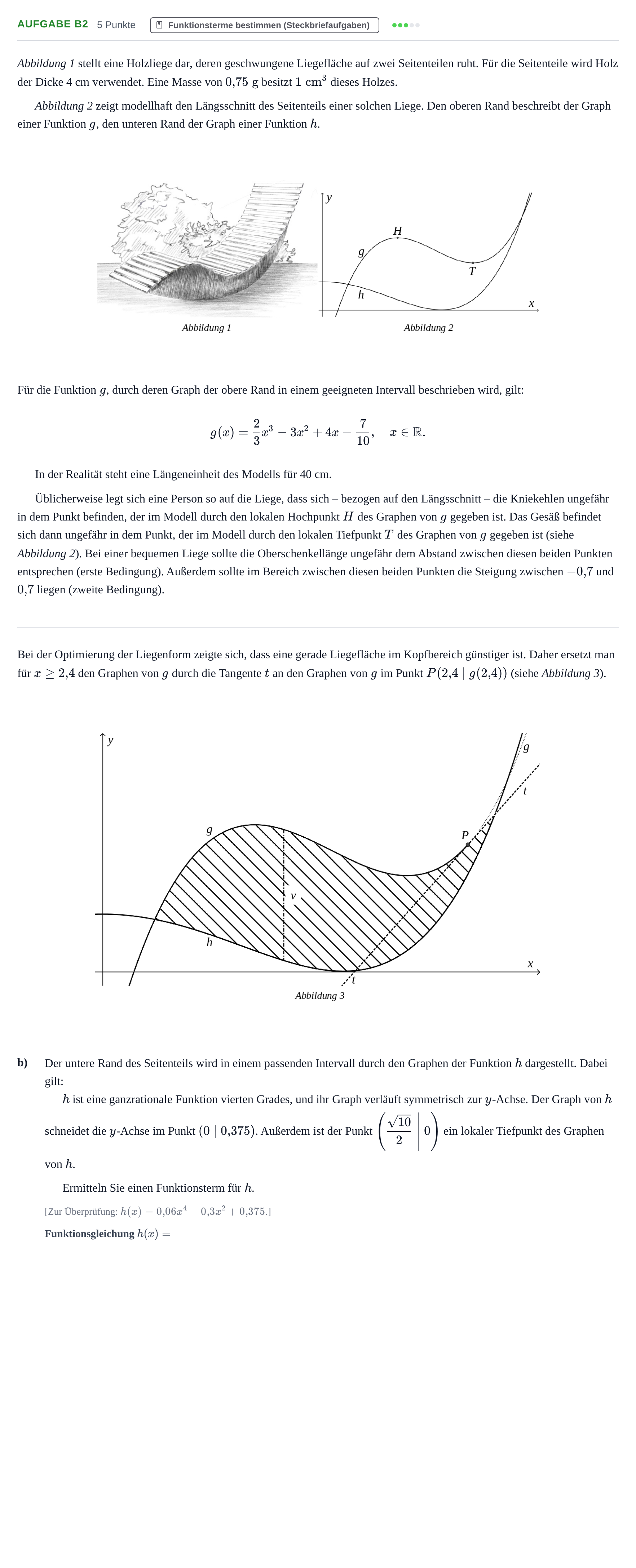 Aufgabenstellung: Aufgabe B2 - Funktionsterme bestimmen · Abitur NRW Mathematik GK · Nachtermin · GTR 2023