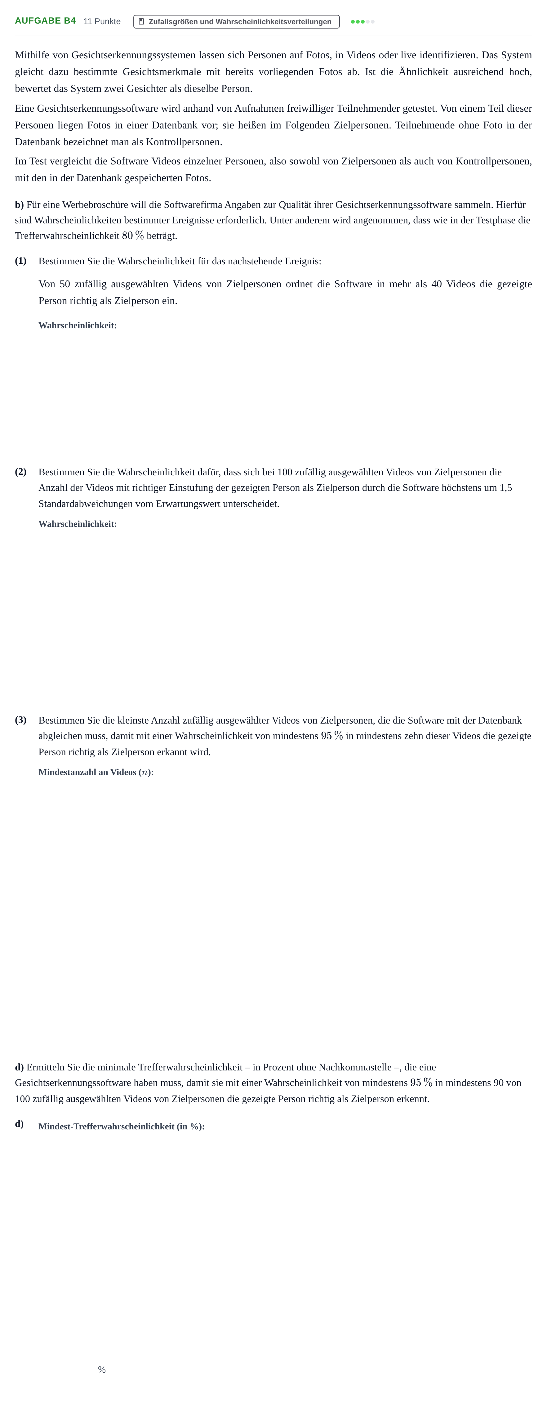 Aufgabenstellung: Aufgabe B4 - Zufallsgrößen und Wahrscheinlichkeit… · Abitur NRW Mathematik GK · Nachtermin · GTR 2023