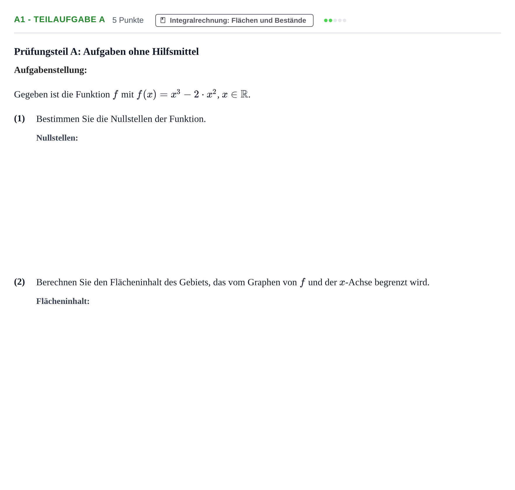 Aufgabenstellung: Aufgabe A1 - Teilaufgabe a · Abitur NRW Mathematik GK · Nachtermin · GTR 2023