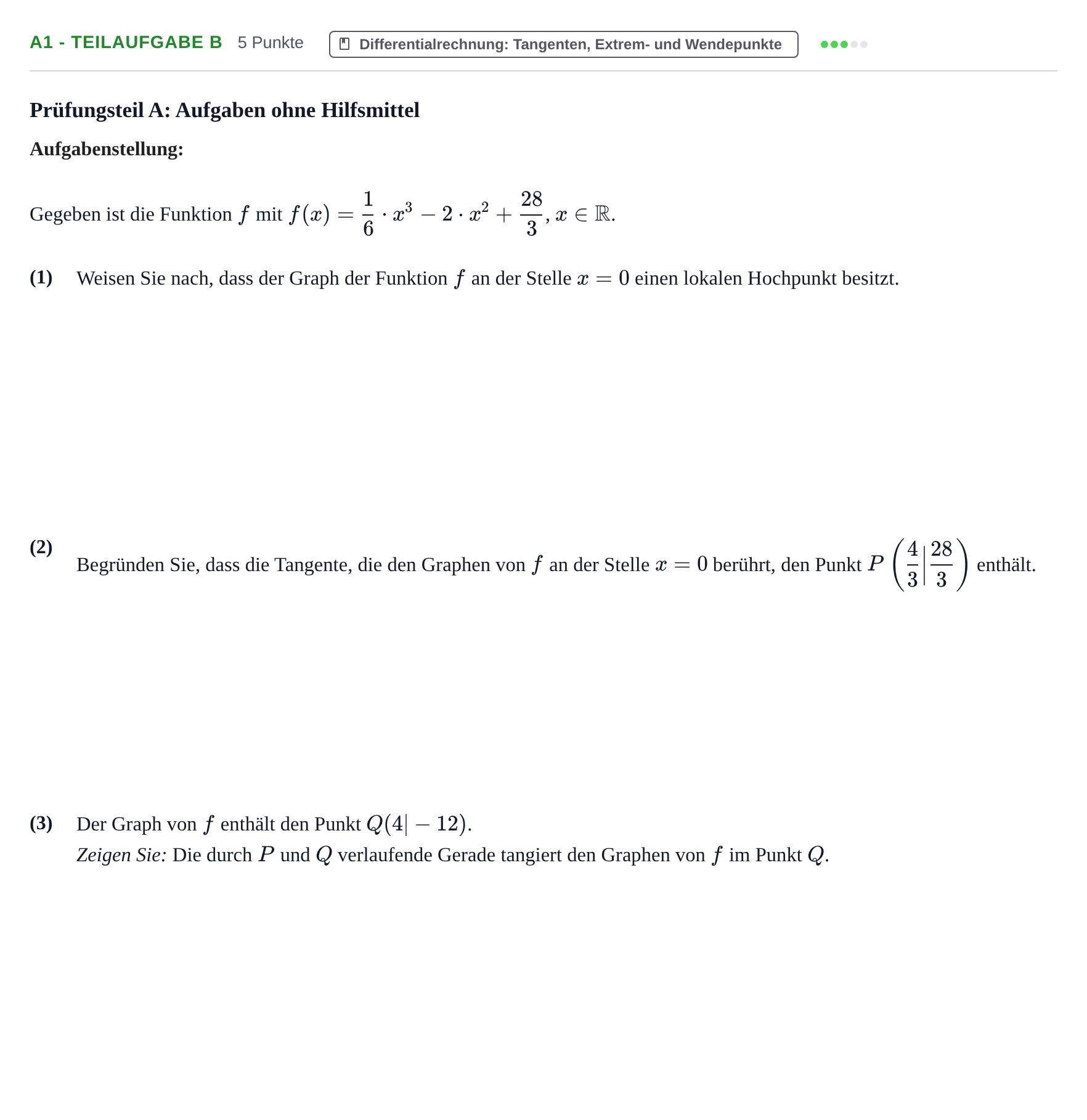 Aufgabenstellung: Aufgabe A1 - Teilaufgabe b · Abitur NRW Mathematik GK · Nachtermin · GTR 2023