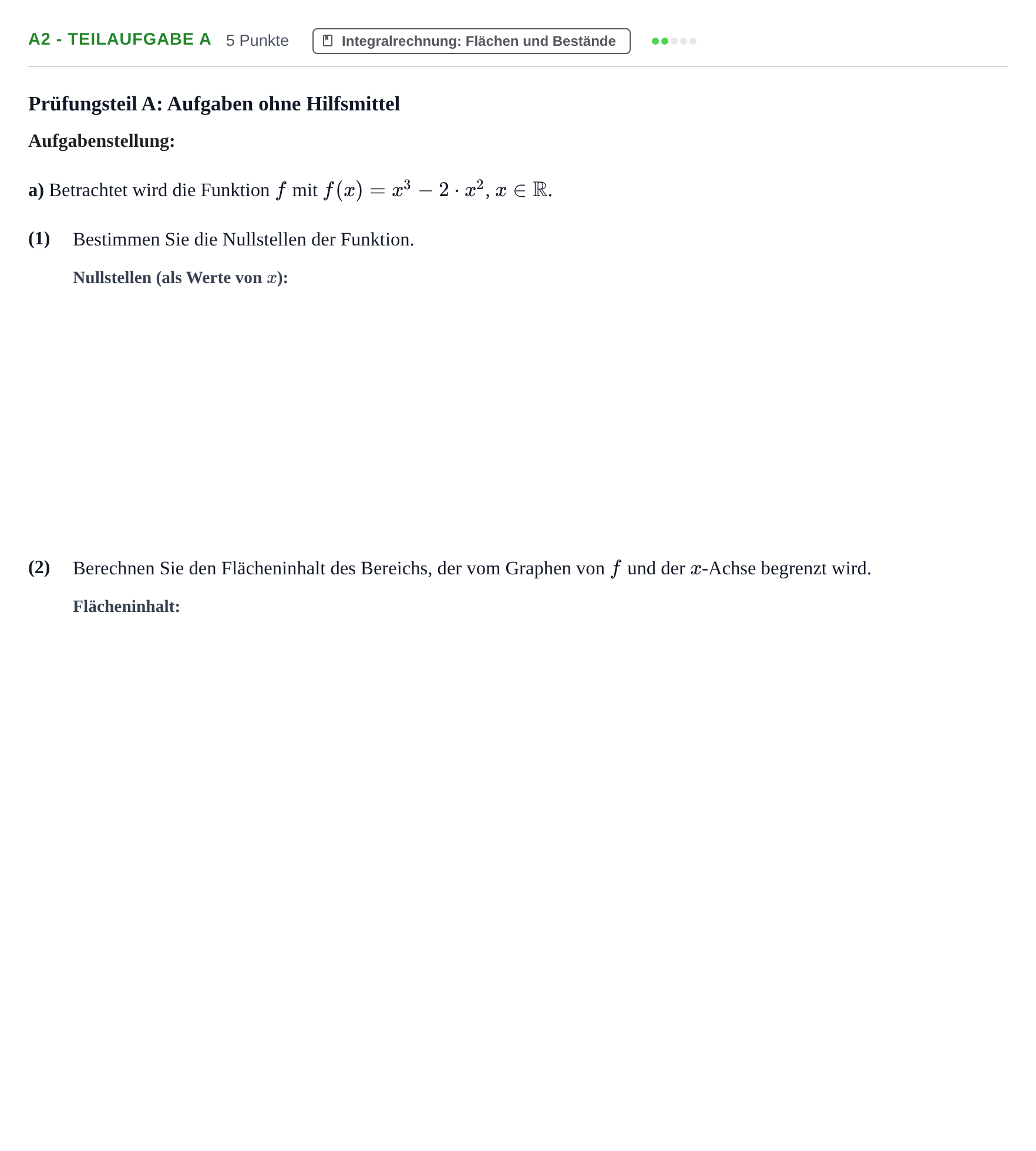 Aufgabenstellung: Aufgabe A2 - Teilaufgabe a · Abitur NRW Mathematik GK · Nachtermin · GTR 2023