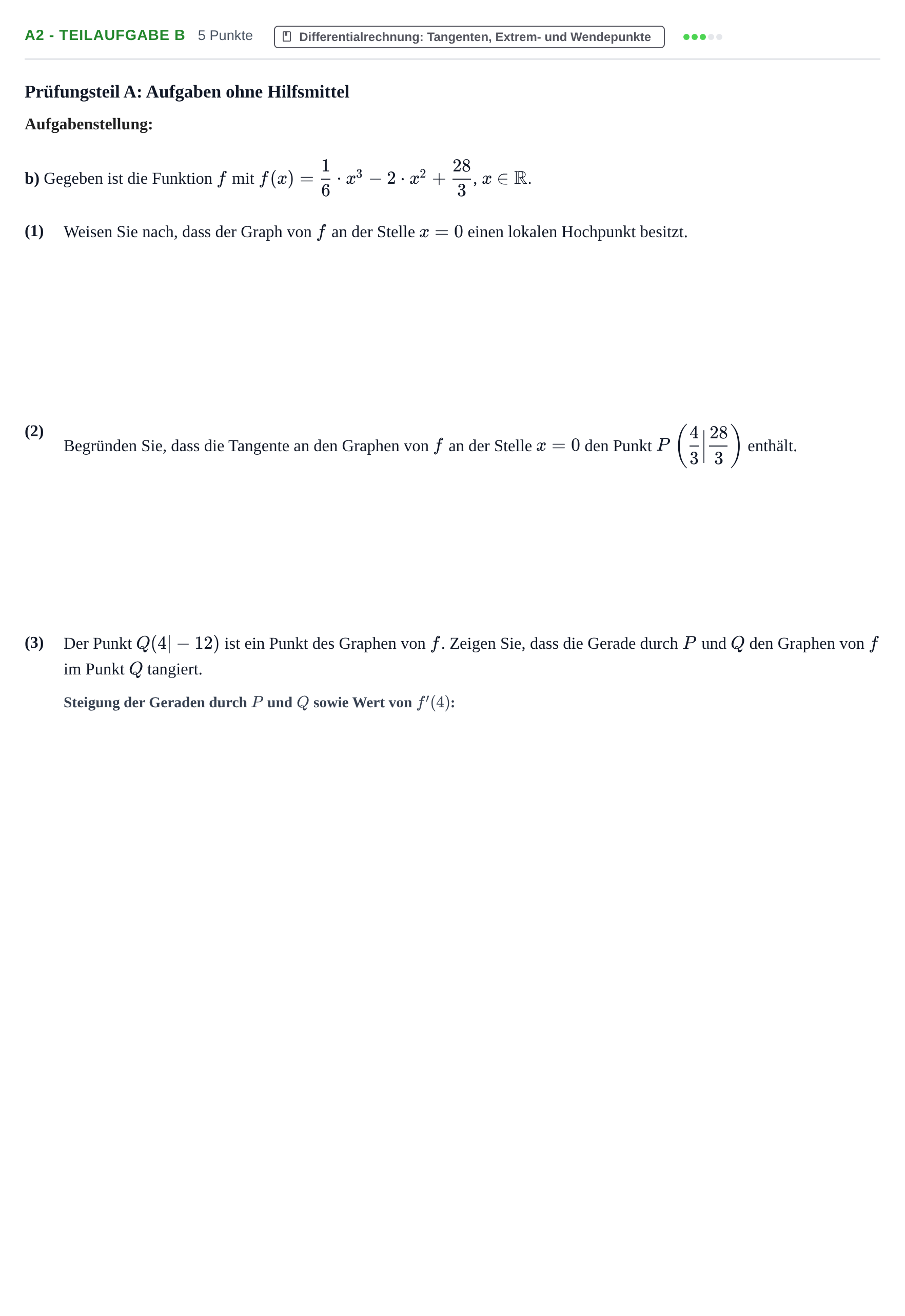 Aufgabenstellung: Aufgabe A2 - Teilaufgabe b · Abitur NRW Mathematik GK · Nachtermin · GTR 2023