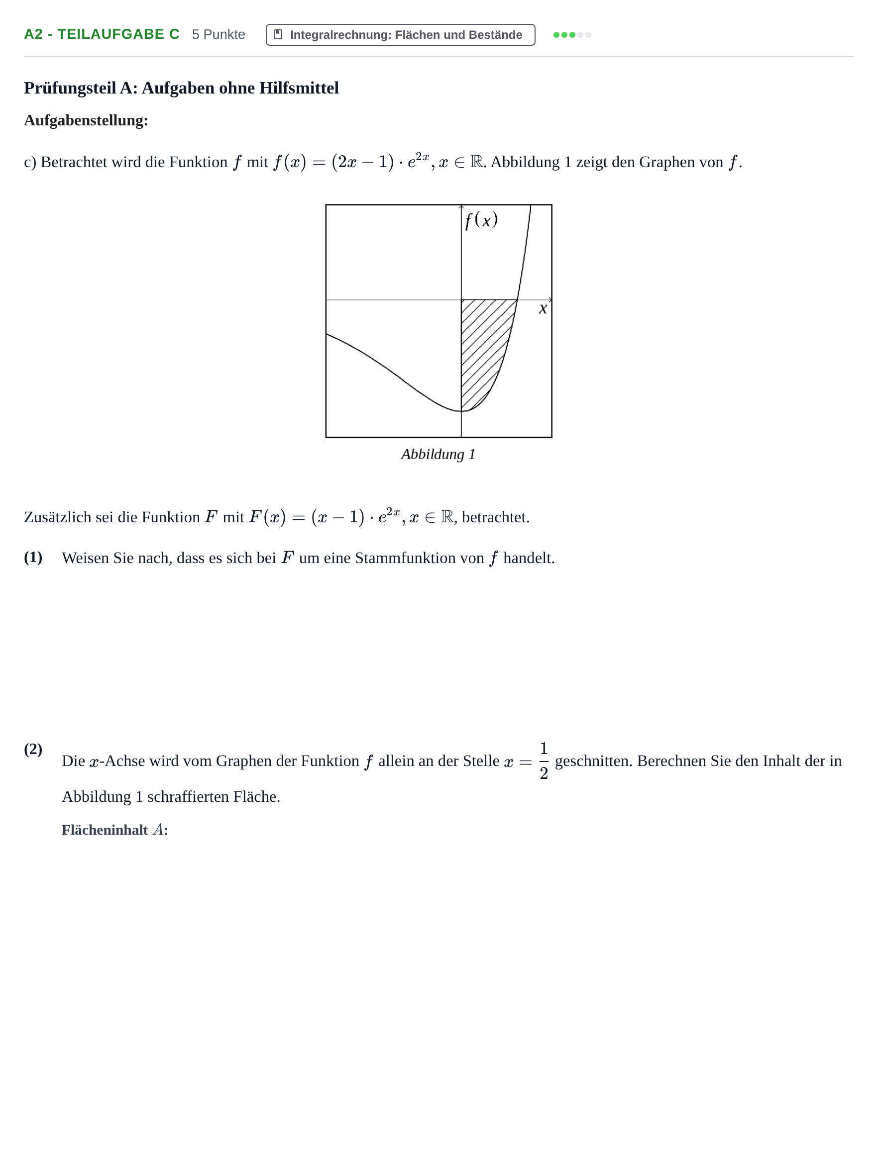 Aufgabenstellung: Aufgabe A2 - Teilaufgabe c · Abitur NRW Mathematik GK · Nachtermin · GTR 2023
