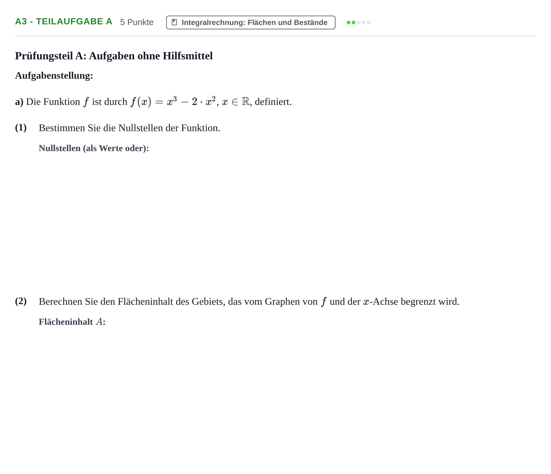 Aufgabenstellung: Aufgabe A3 - Teilaufgabe a · Abitur NRW Mathematik GK · Nachtermin · GTR 2023
