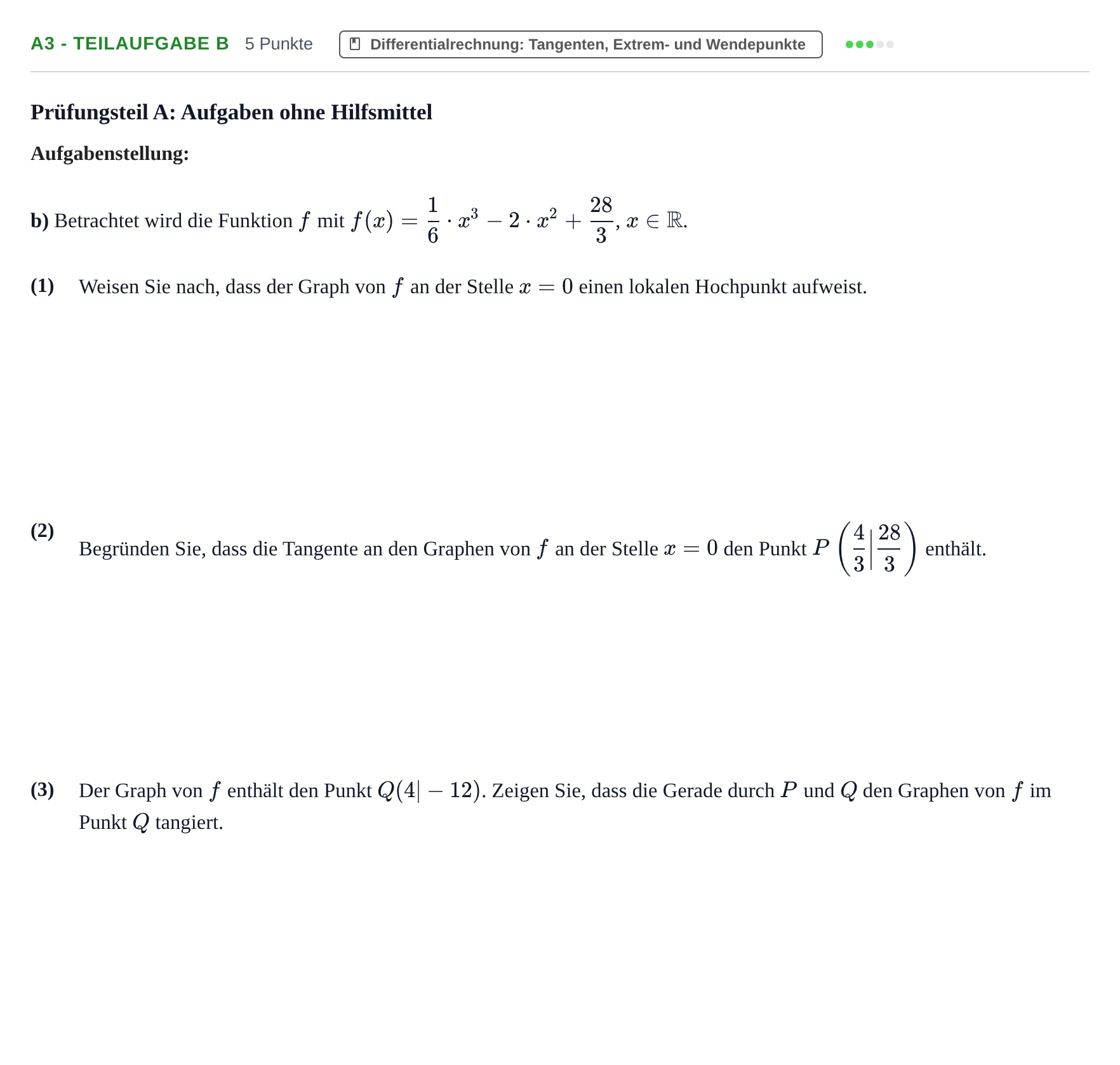 Aufgabenstellung: Aufgabe A3 - Teilaufgabe b · Abitur NRW Mathematik GK · Nachtermin · GTR 2023